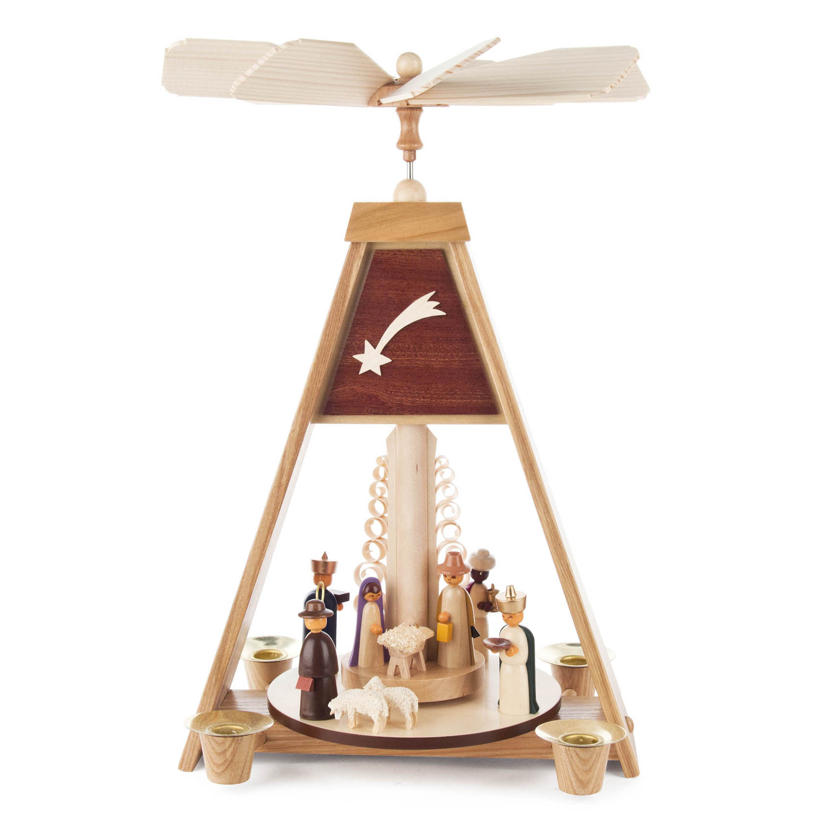 Pyramide mit Christi Geburt, farbige Figuren, für Kerzen d=14mm im Dregeno Online Shop günstig kaufen