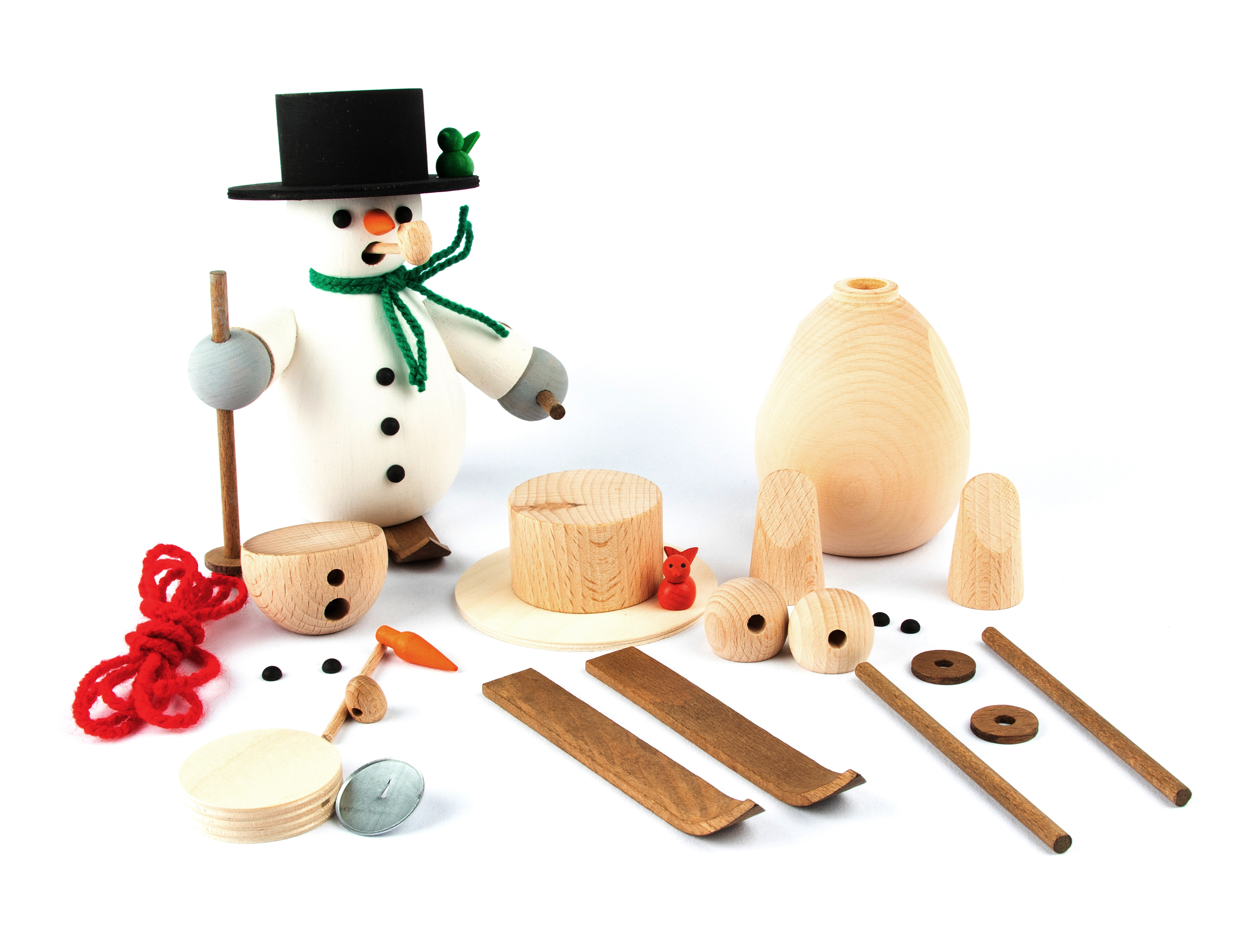 Bastelset Räuchermann ca. 14cm Schneemann mit Ski