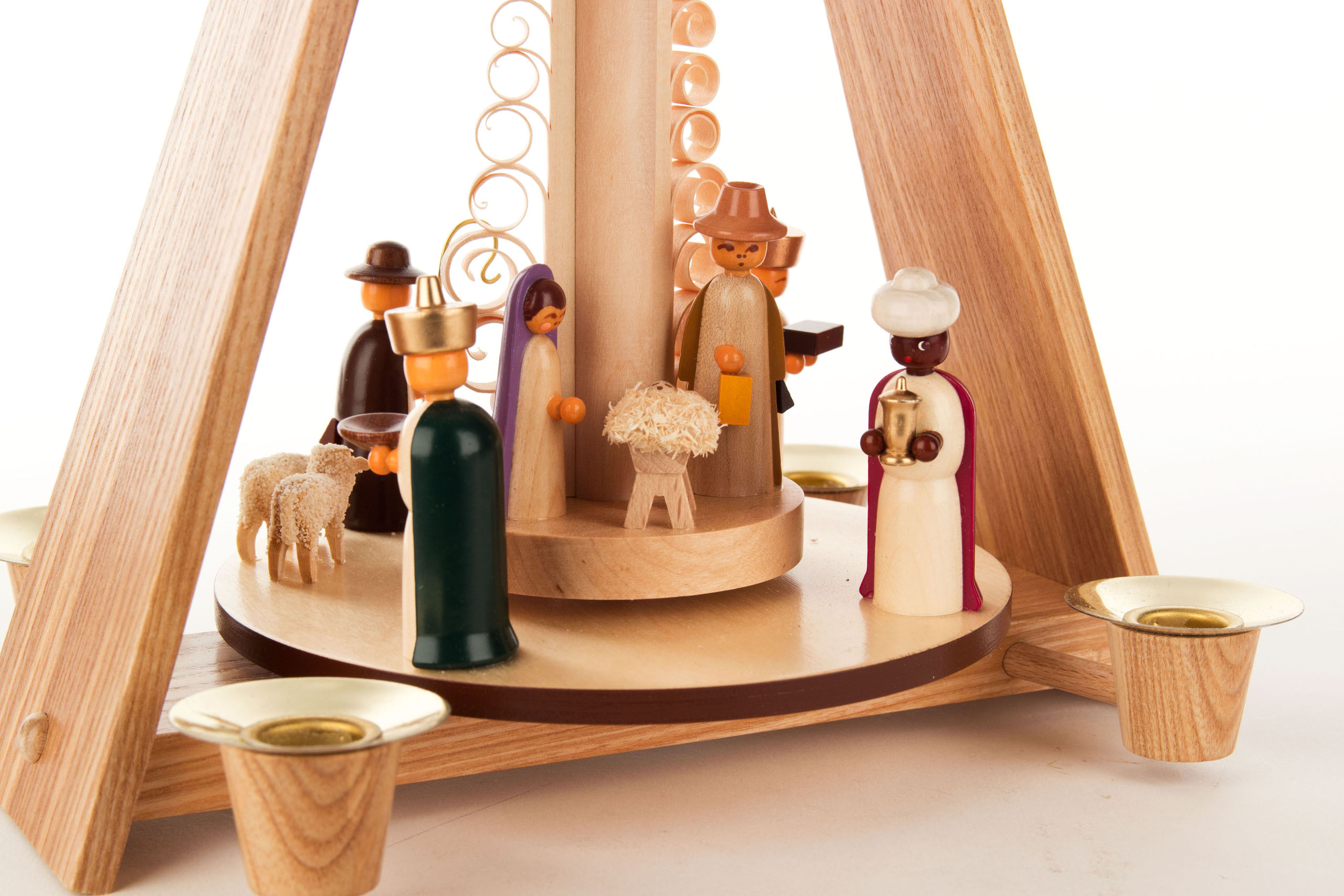 Pyramide mit Christi Geburt, farbige Figuren, für Kerzen d=14mm 
