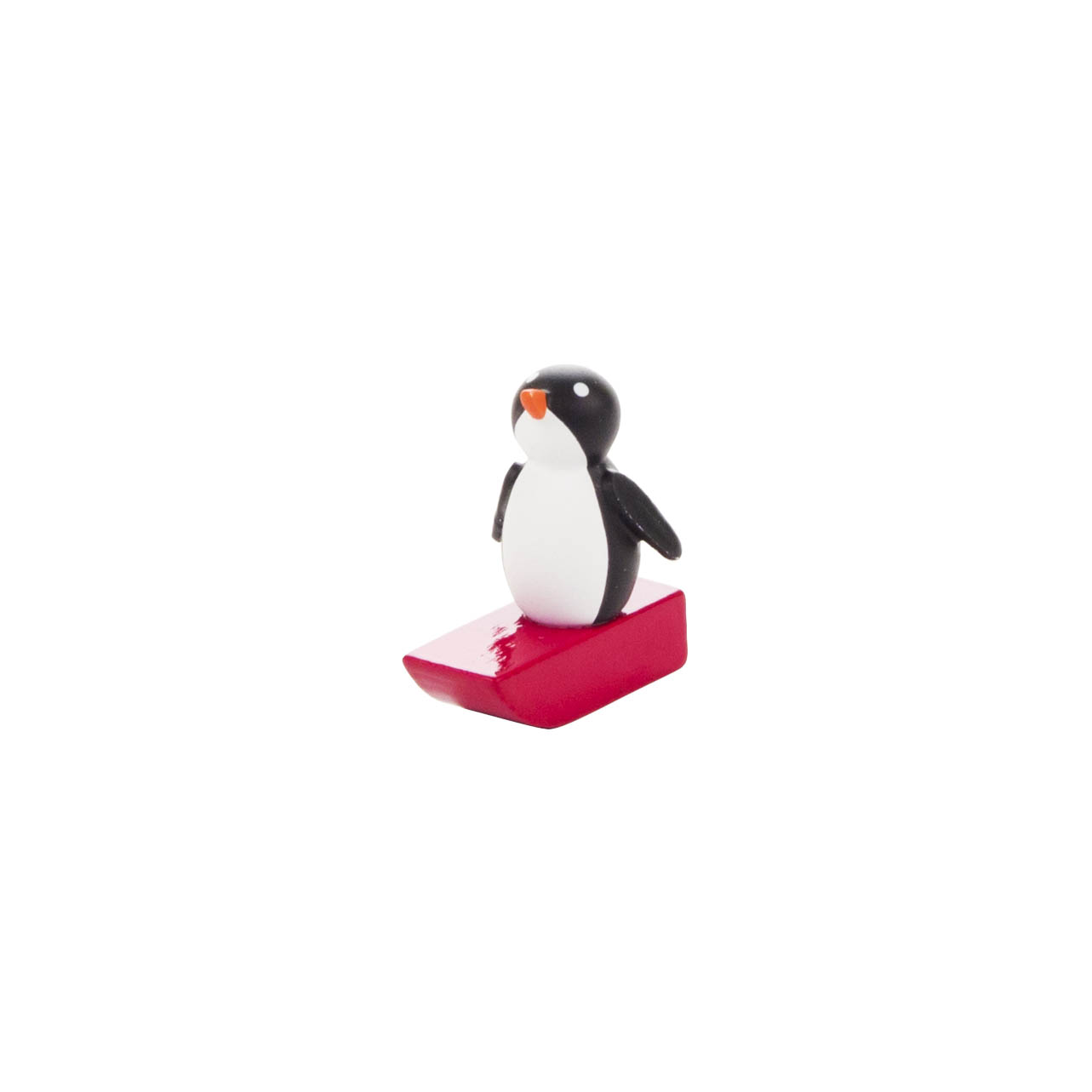Pinguin auf Schlitten klein, rot