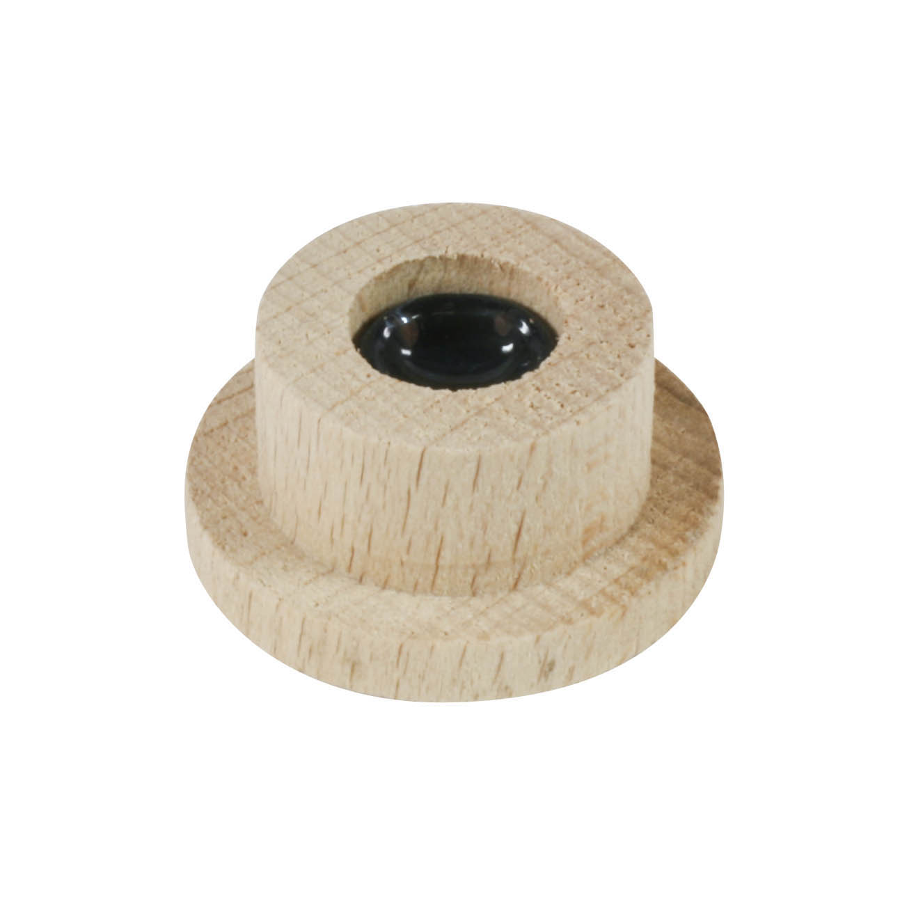 A 12.5mm glass holder resting on a round wooden base, with a central opening in the glass. im Dregeno Online Shop günstig kaufen