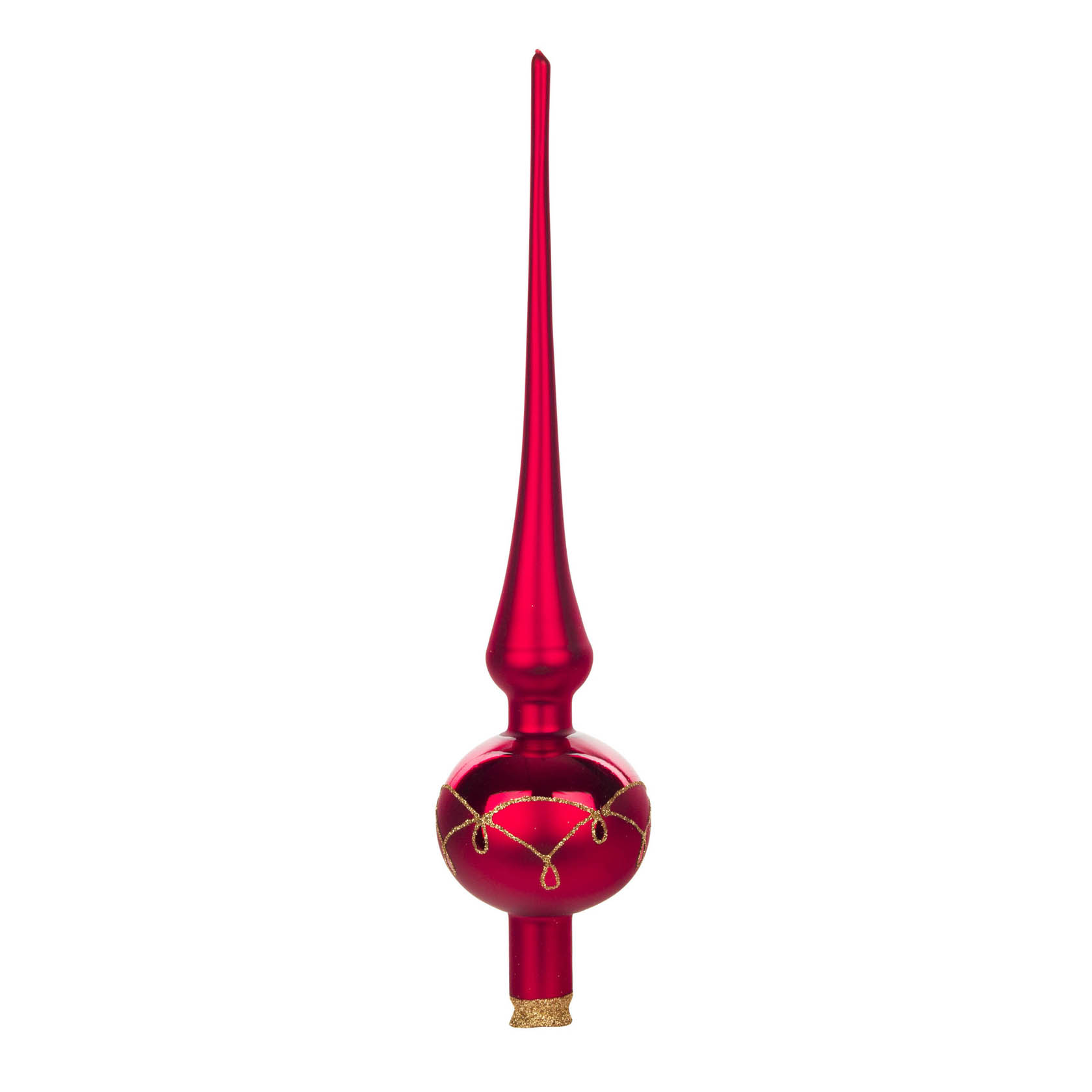 Thüringer Christbaumschmuck Baumspitze 27cm rot-matt Tropfenmuster im Dregeno Online Shop günstig kaufen