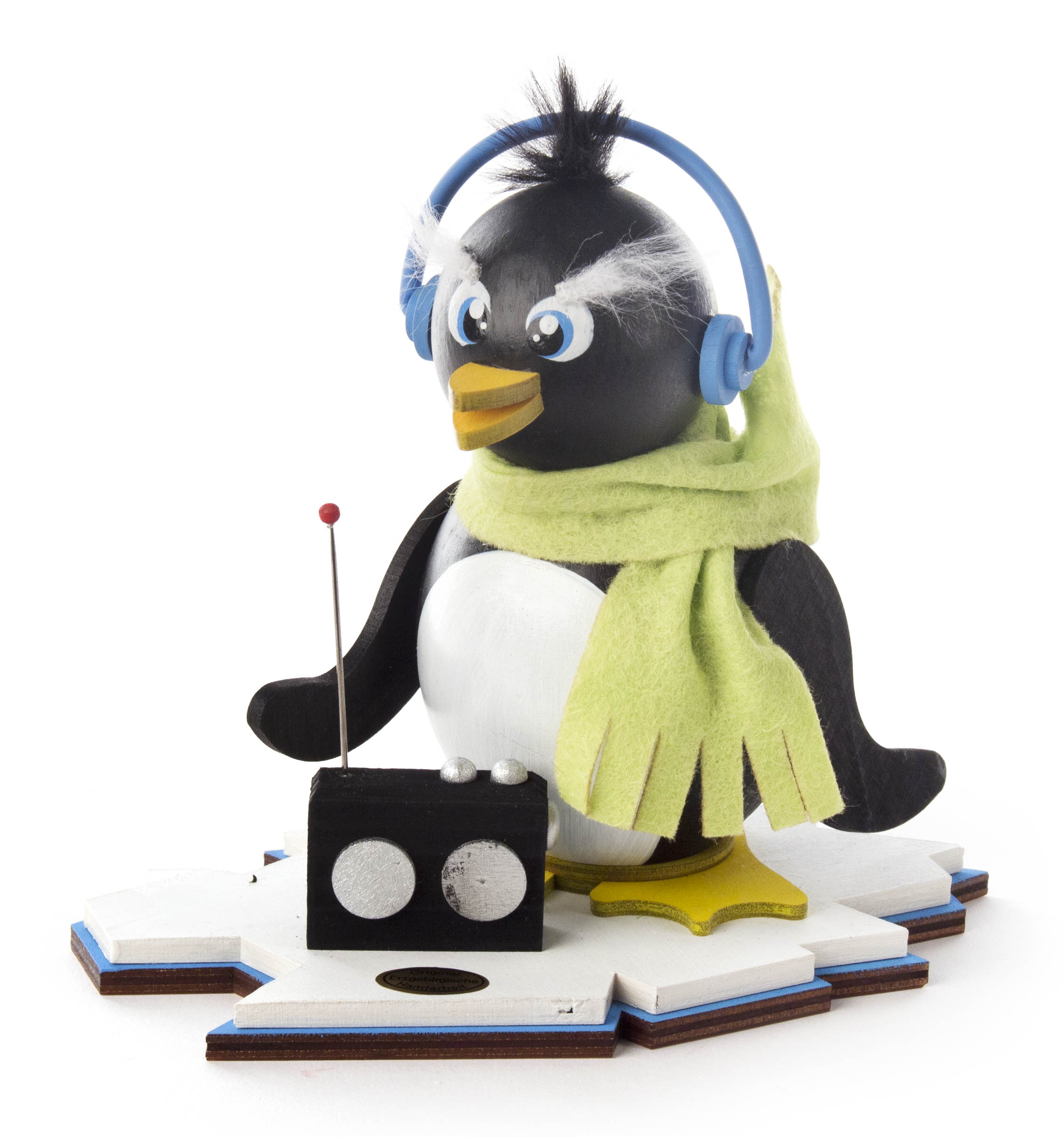Räucherpinguin Ric mit Radio  
