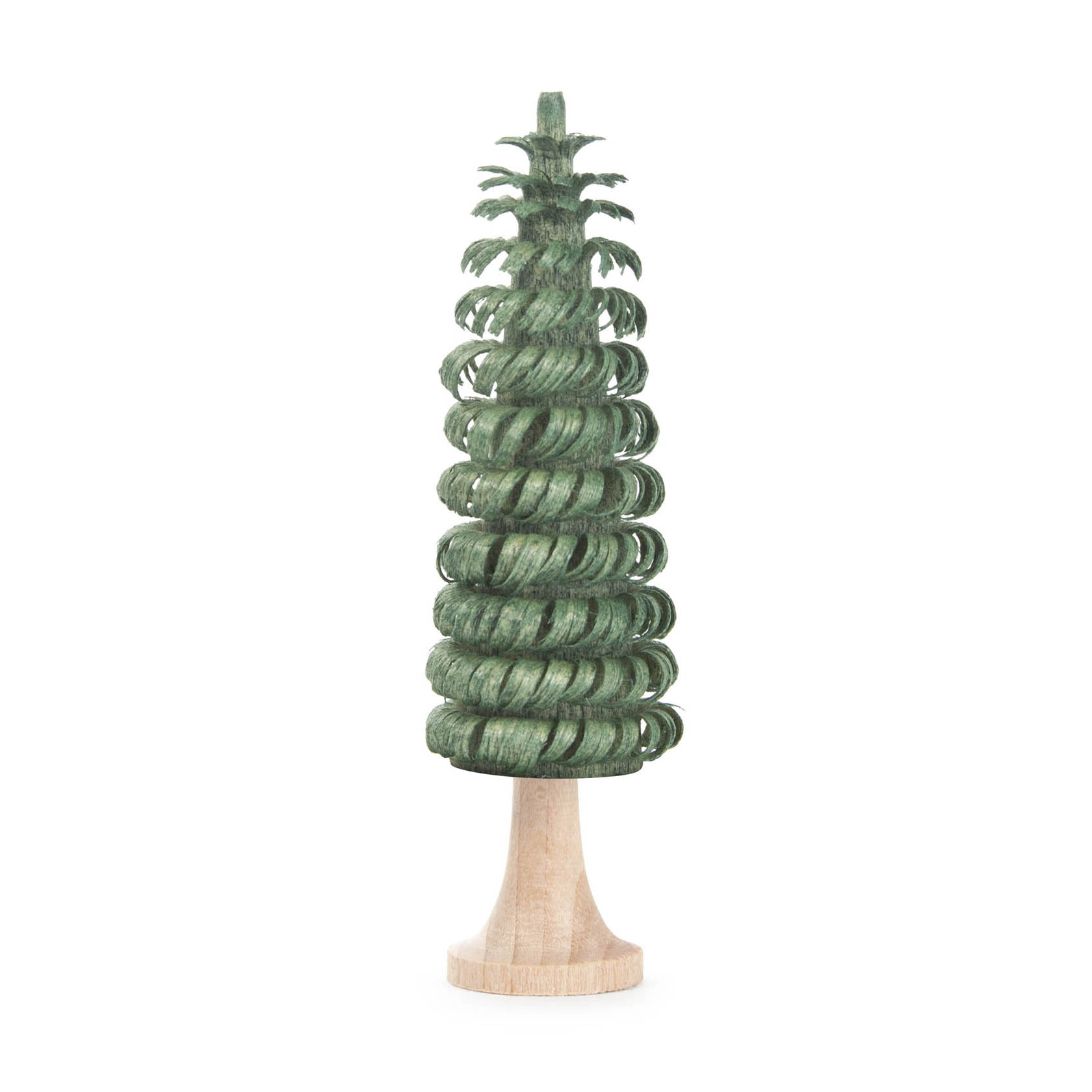 A small green ring tree with a spiral design, topped with a wooden trunk. im Dregeno Online Shop günstig kaufen