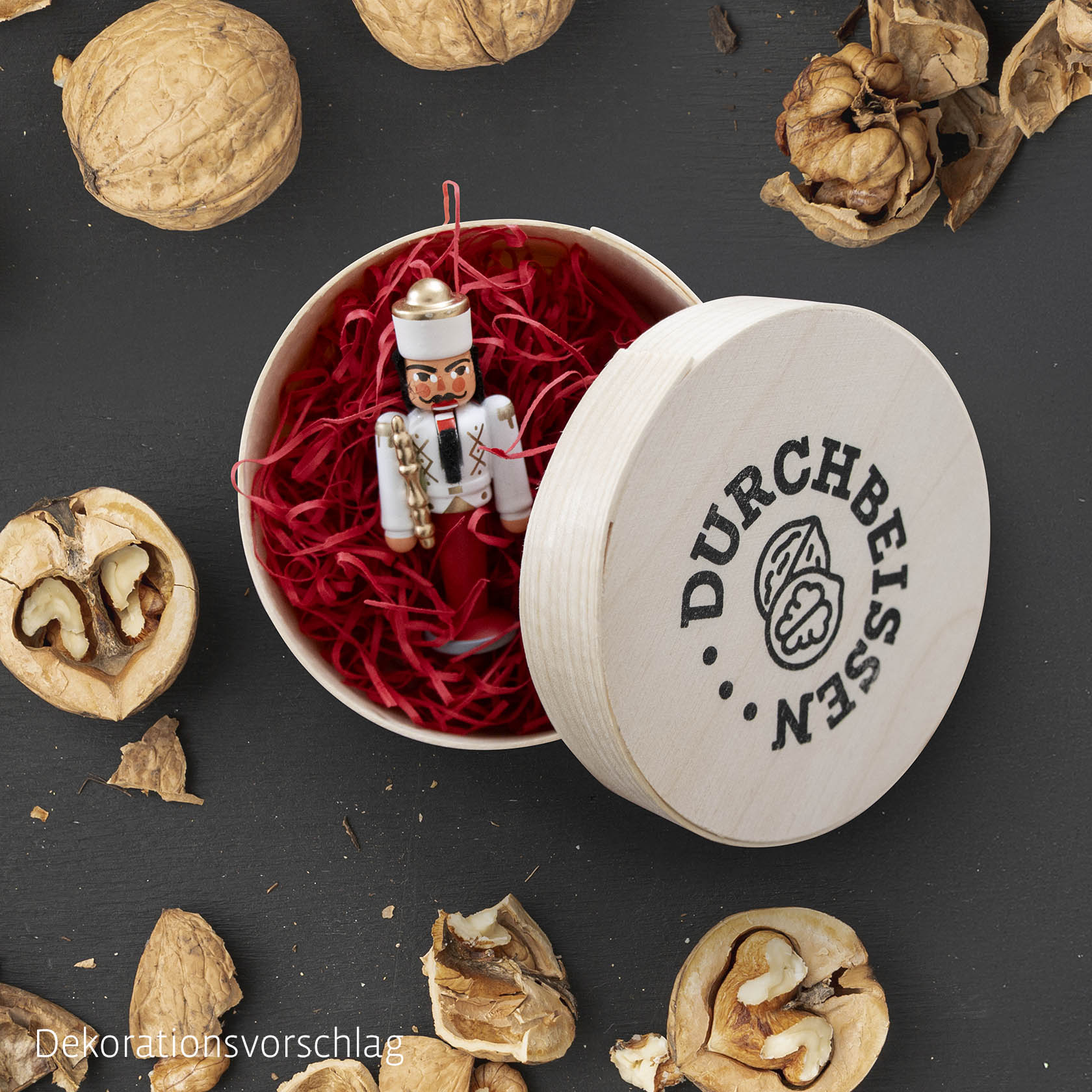 Mini-Nussknacker in Spandose mit Motiv mit Motiv "Durchbeisen" im Dregeno Online Shop günstig kaufen