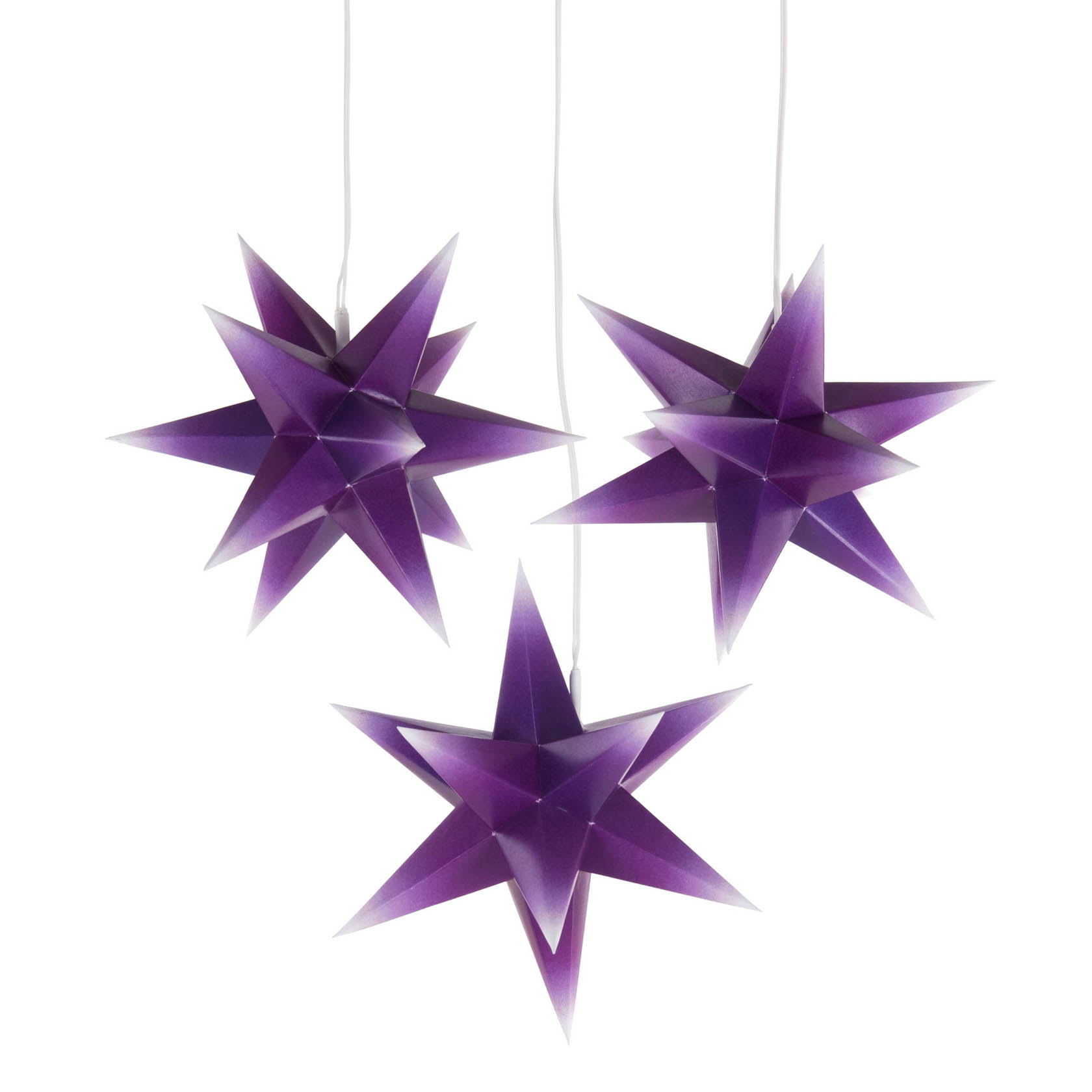 Mini-Adventssterne violett/weiße Spitzen (3), elektr. Beleuchtung
