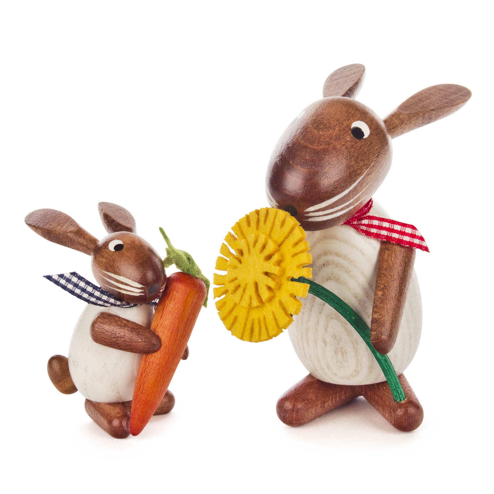 Hase mit Maiblume und Hase mit Möhre weiß / braun im Dregeno Online Shop günstig kaufen