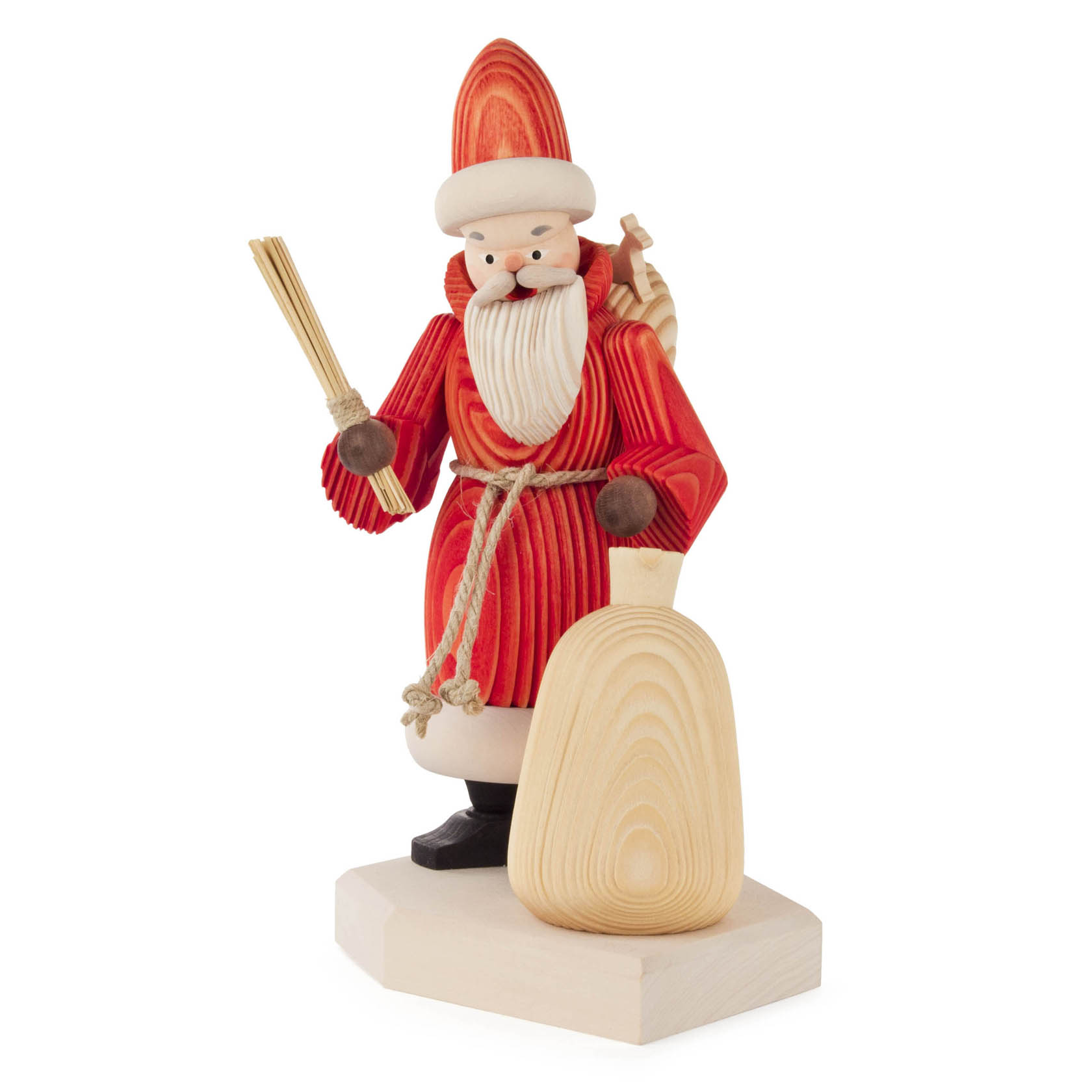 Räuchermann Weihnachtsmann mit Sack rot, gebürstet im Dregeno Online Shop günstig kaufen