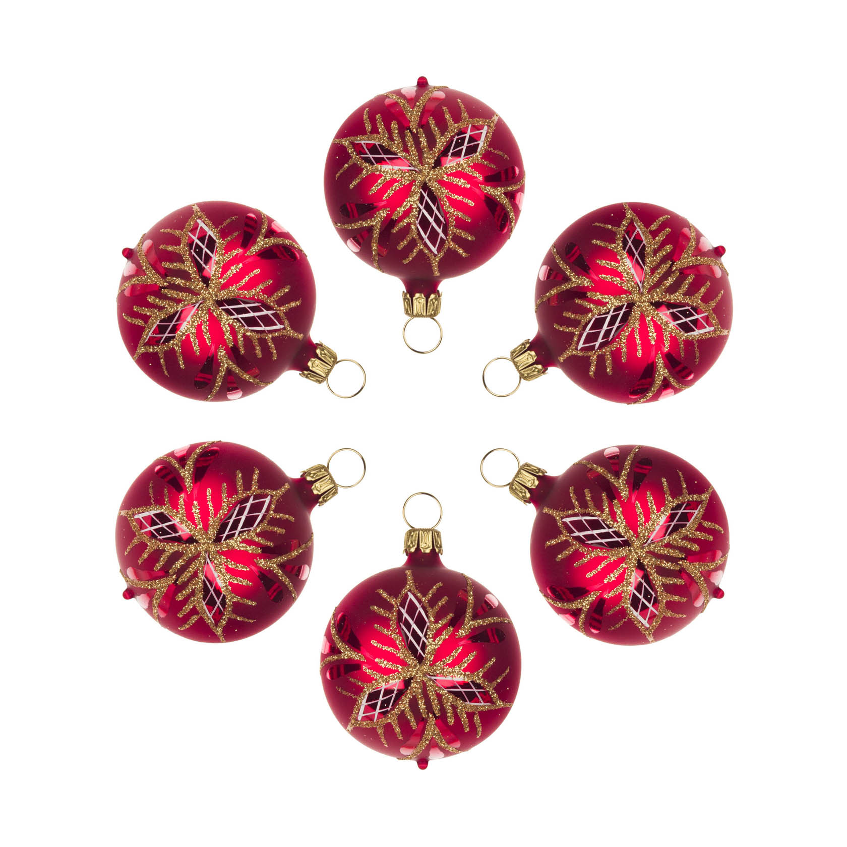 Thüringer Christbaumschmuck Kugel 5cm rot-matt Waffelmuster (6) im Dregeno Online Shop günstig kaufen