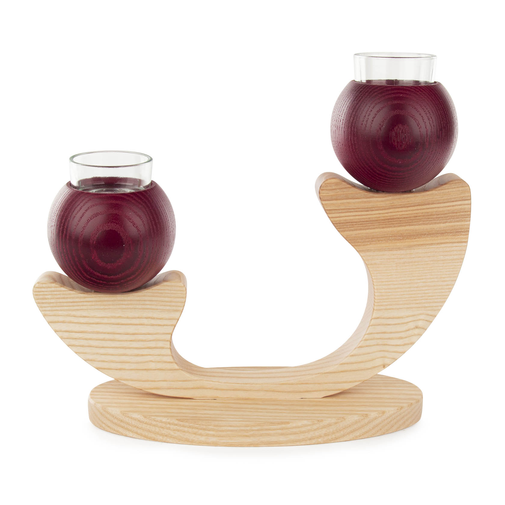 Tischleuchter 2 Kerzen/Kugeln rot aus Massivholz im Dregeno Online Shop günstig kaufen