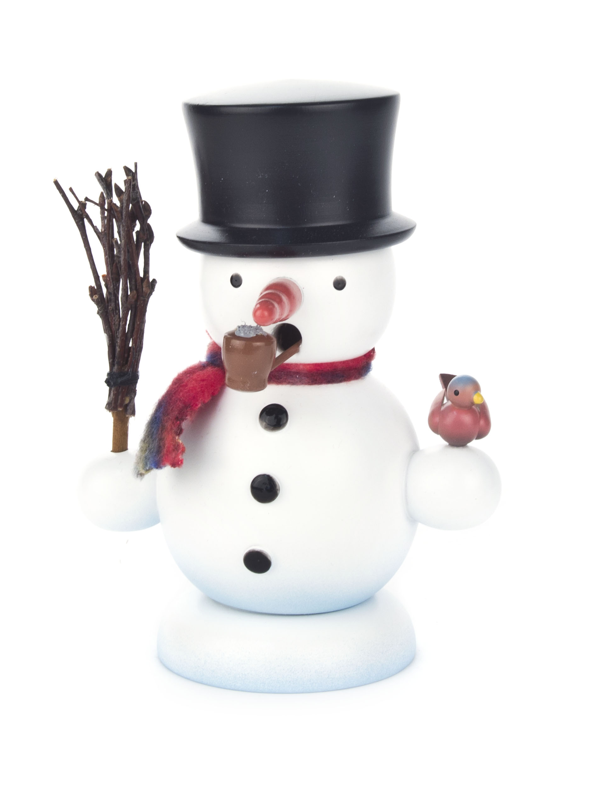 Räuchermann Schneemann mit Vogel  