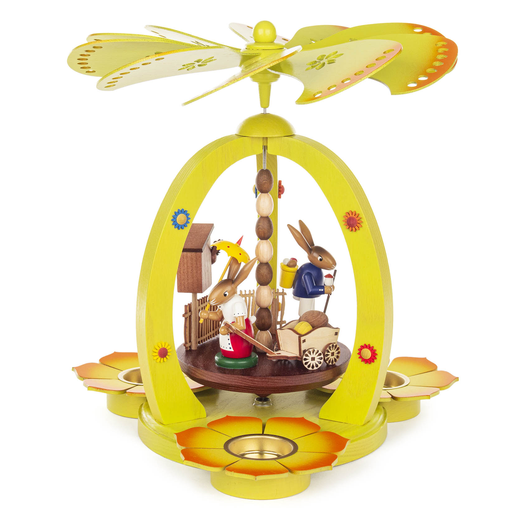 Teelichtpyramide, farbig 2 Hasen und Handwagen im Dregeno Online Shop günstig kaufen