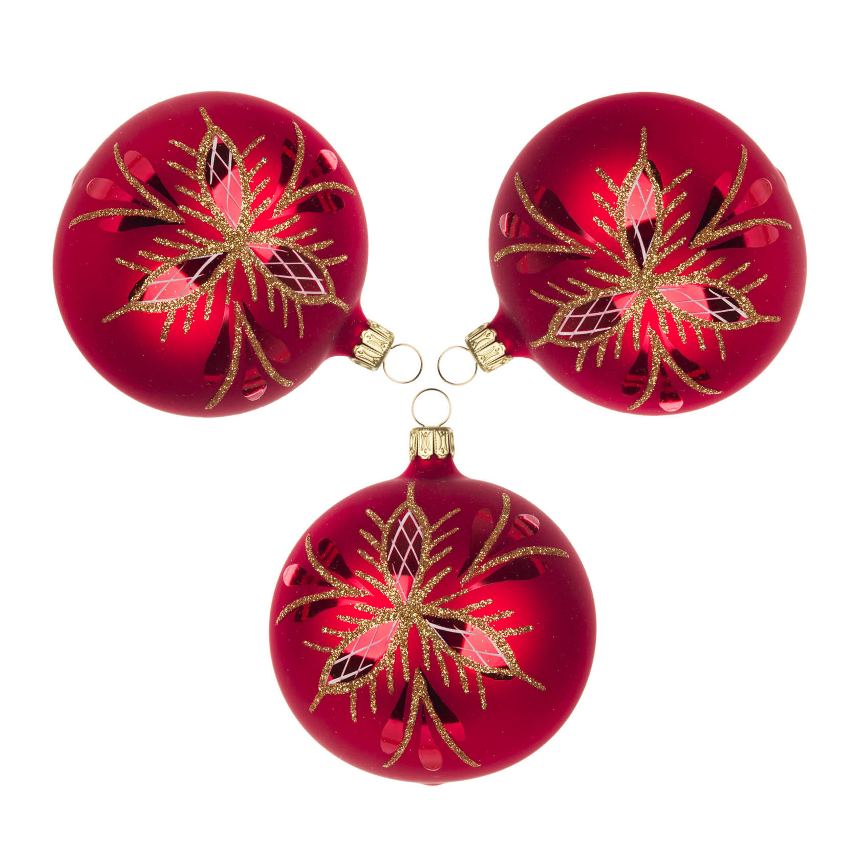 Thüringer Christbaumschmuck Kugel 8cm rot-matt Waffelmuster (3)