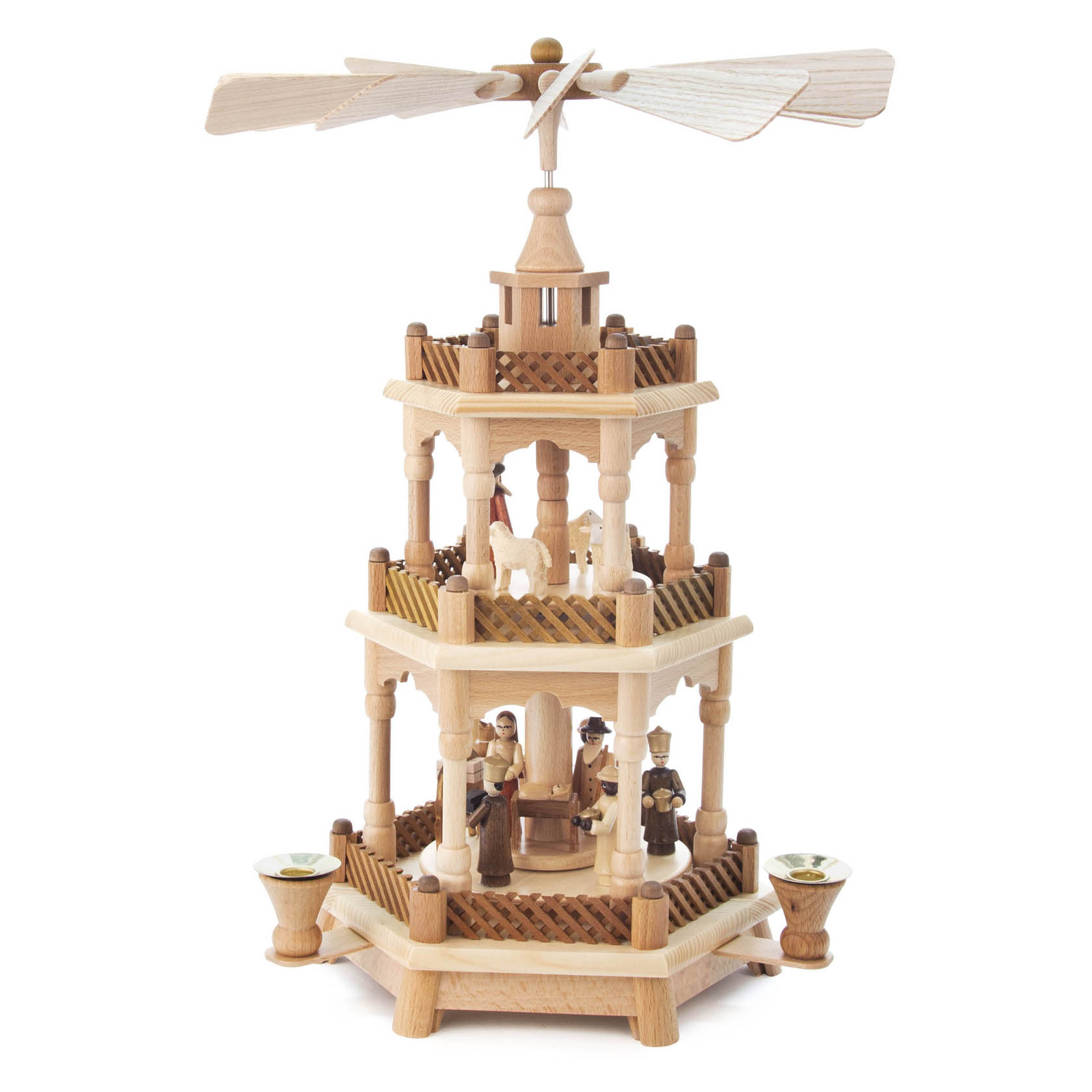 Pyramide mit Christi Geburt, 2-stöckig, für Kerzen d=14mm