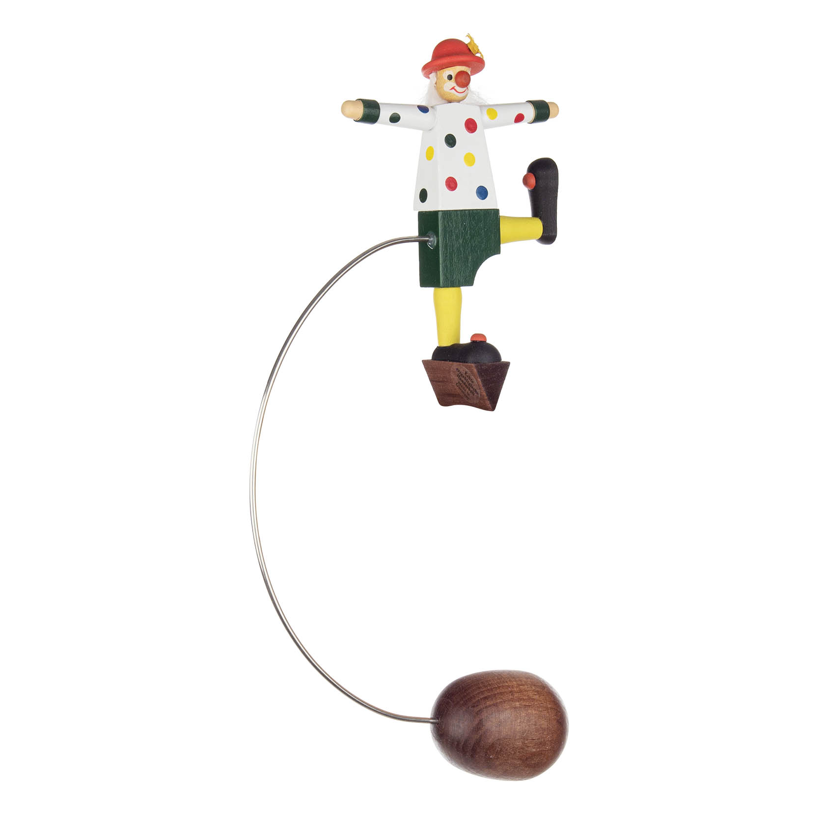 Schaukelfigur Clown grün/weiß mit Punkten
