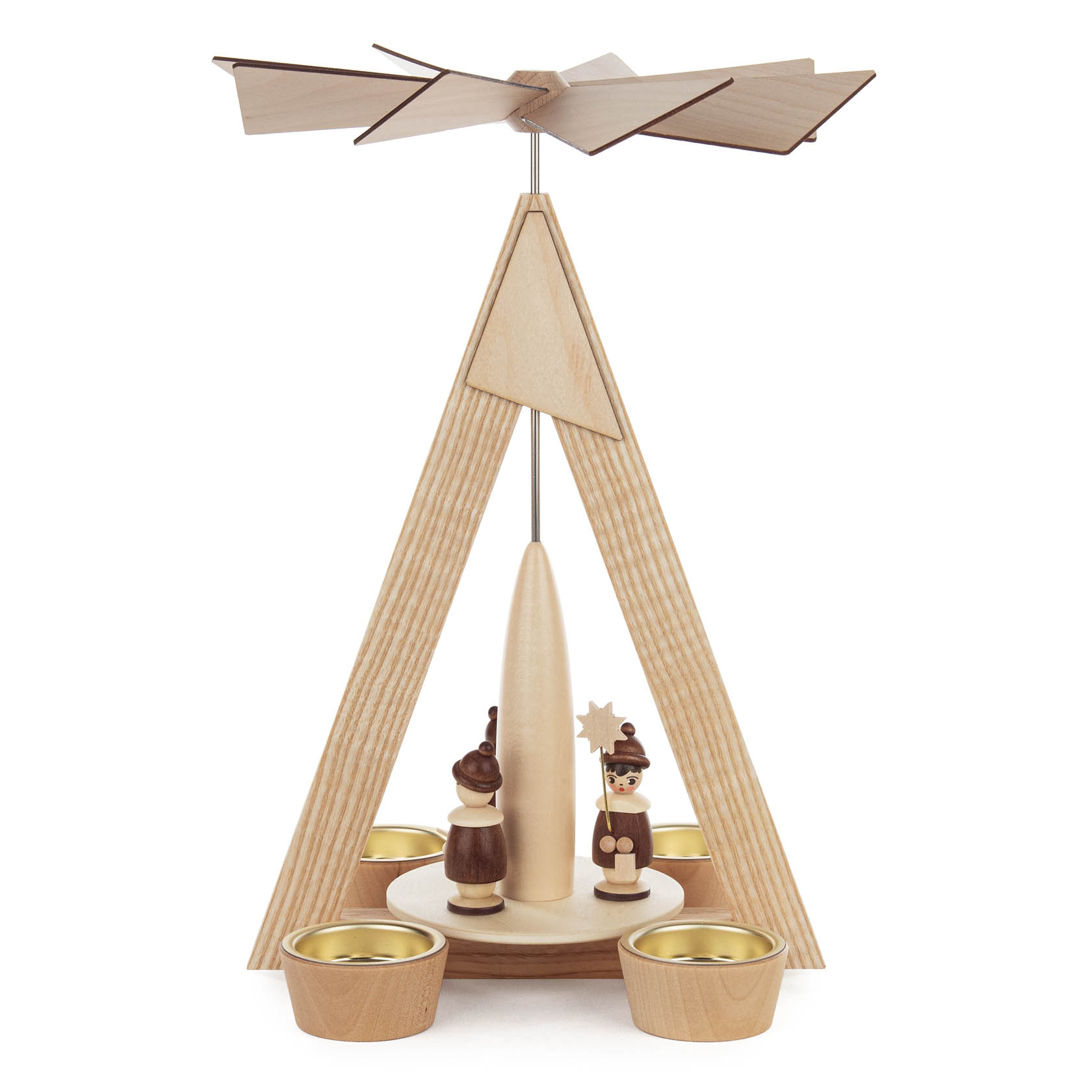 Pyramide mit Kurrende natur für Teelichte