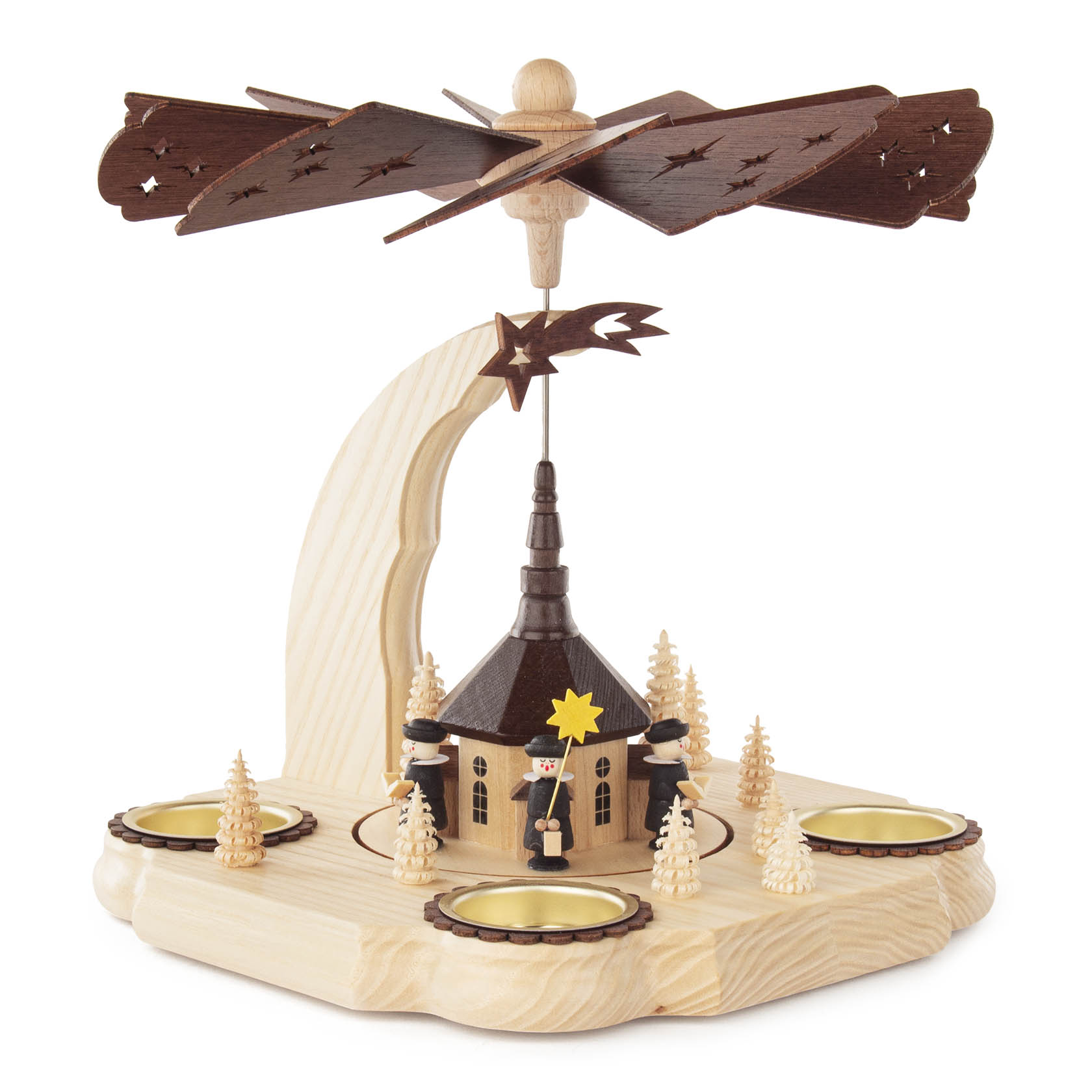 Pyramide mit Seiffener Kirche und Kurrende, für Kerzen d=14mm oder Teelichte im Dregeno Online Shop günstig kaufen