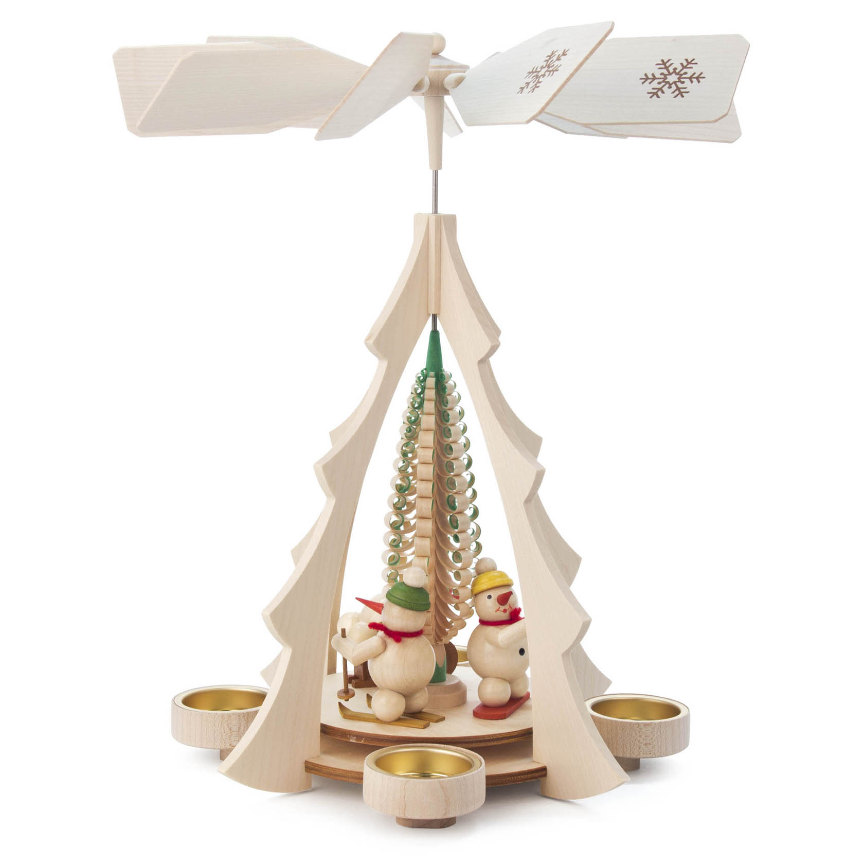 Pyramide mit Schneemännern, für Teelichte