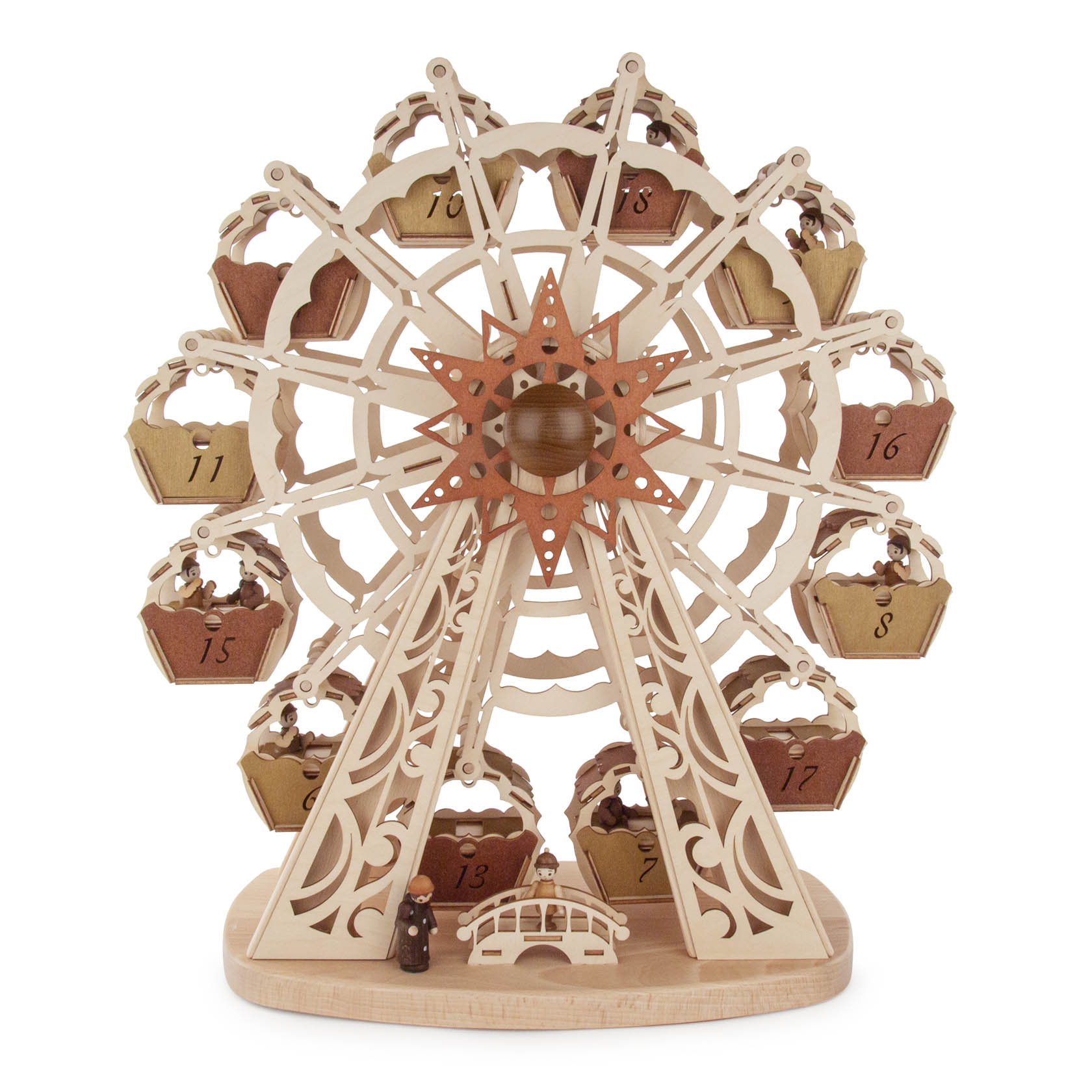 Adventskalender Riesenrad mit LED  12 doppelte Gondeln, manuell drehbar im Dregeno Online Shop günstig kaufen