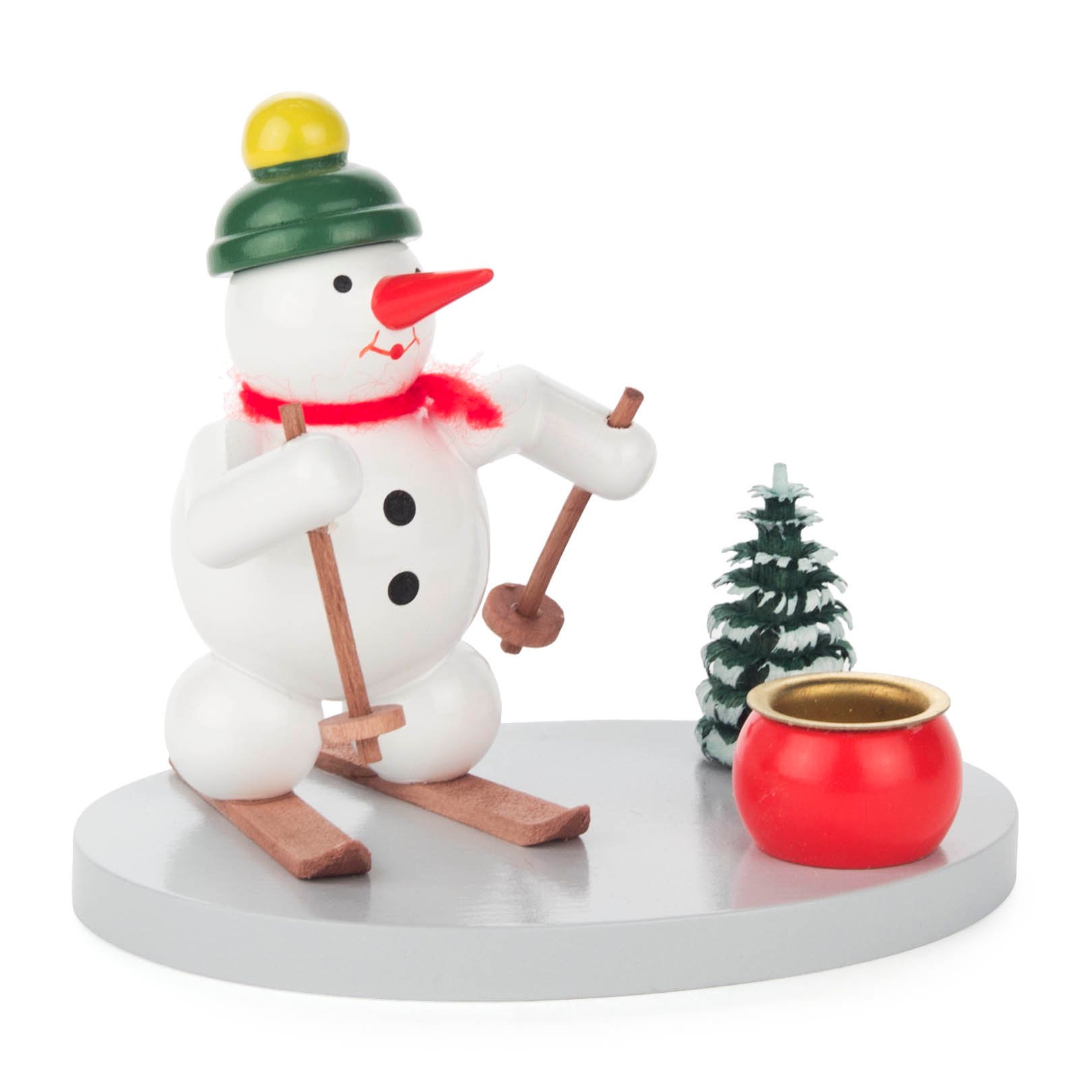 Kerzenhalter Schneemann Skifahrer, für Kerze d=14mm