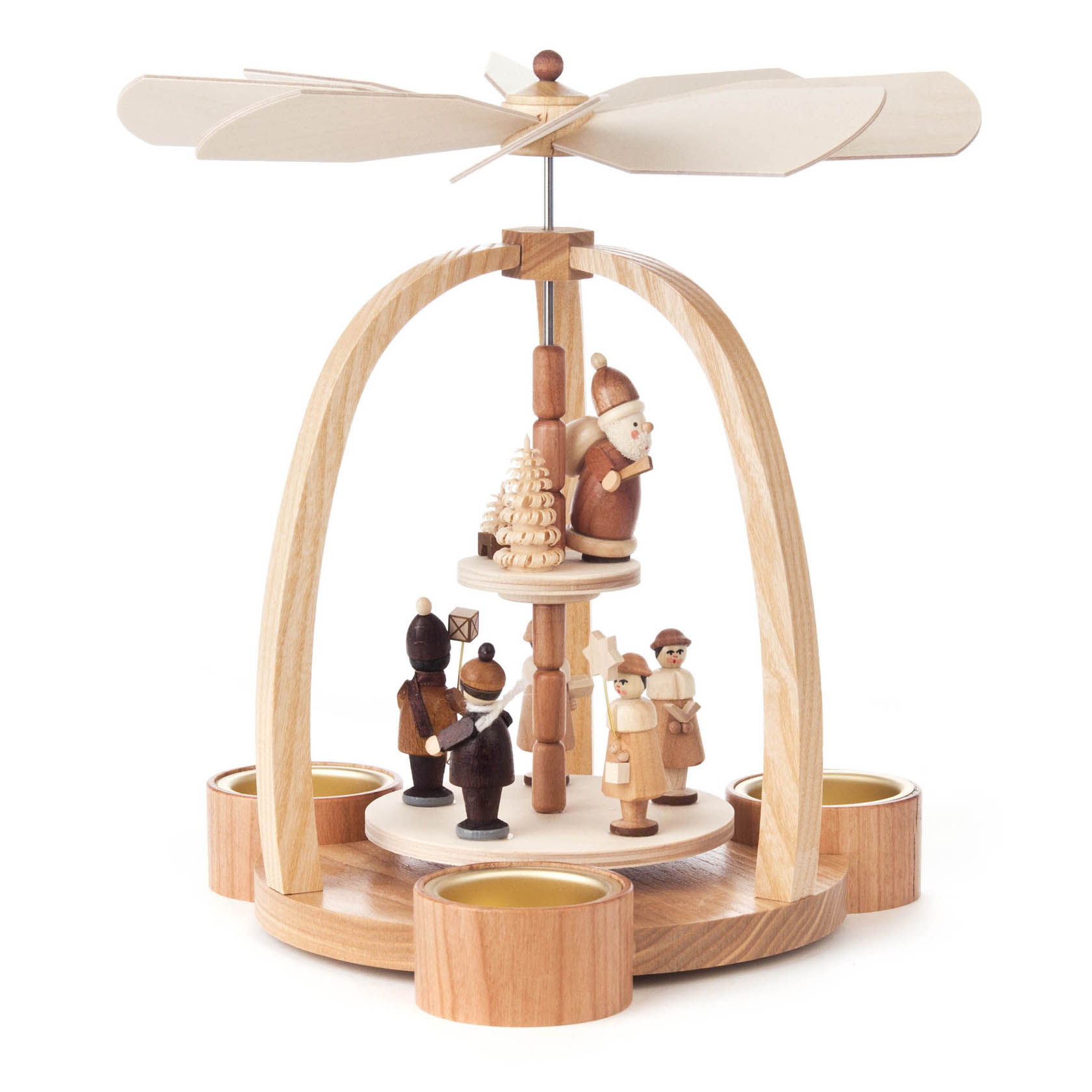 Pyramide mit Weihnachtsmann, Kurrende und Laternenkindern, 2-stöckig, für Teelichte im Dregeno Online Shop günstig kaufen