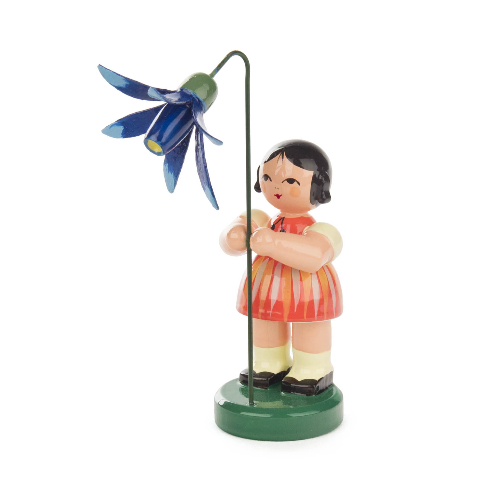 Blumenmädchen orange gestreift Blume blau
