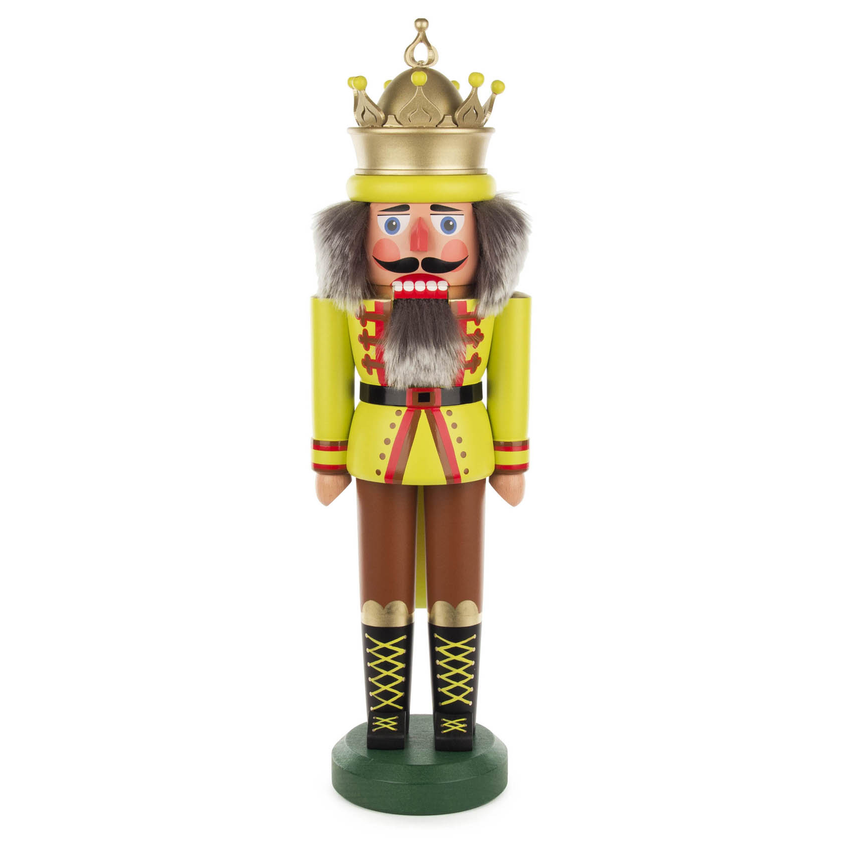 Nussknacker König mit Krone 43cm gelb-grün/matt 
