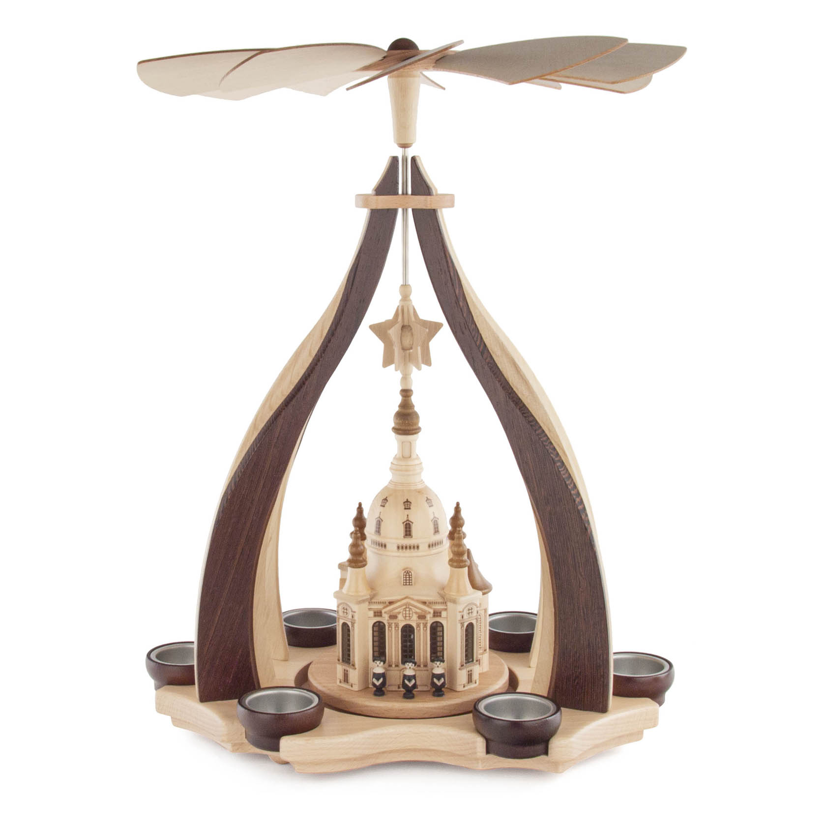 Pyramide -Dresdner Frauenkirche- Wenge/Hainbuche für Teelichte im Dregeno Online Shop günstig kaufen
