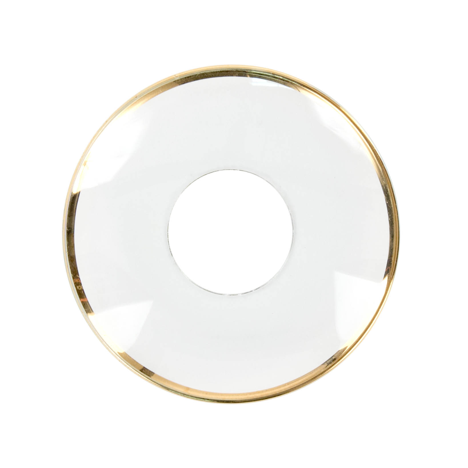 Runde Lichtmanschette aus durchsichtigem Material mit einem goldenen Rand und einem Loch von 25 mm in der Mitte, Durchmesser 70 mm. im Dregeno Online Shop günstig kaufen