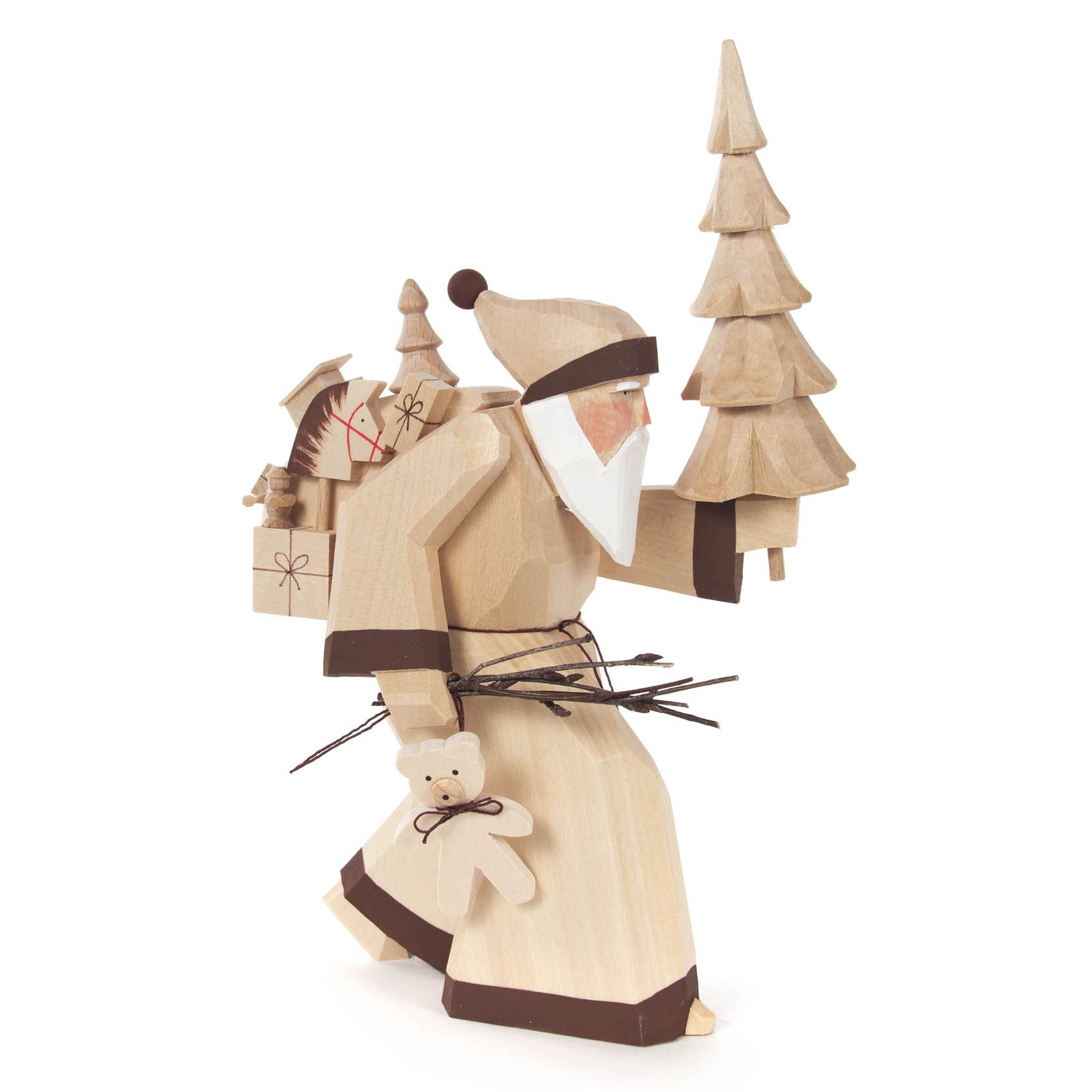Weihnachtsmann mit Baum geschnitzt, natur im Dregeno Online Shop günstig kaufen