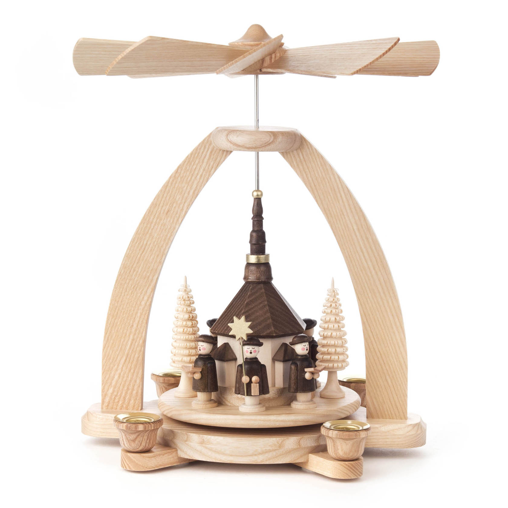 Pyramide mit Seiffener Kirche und Kurrende, für Kerzen d=14mm im Dregeno Online Shop günstig kaufen