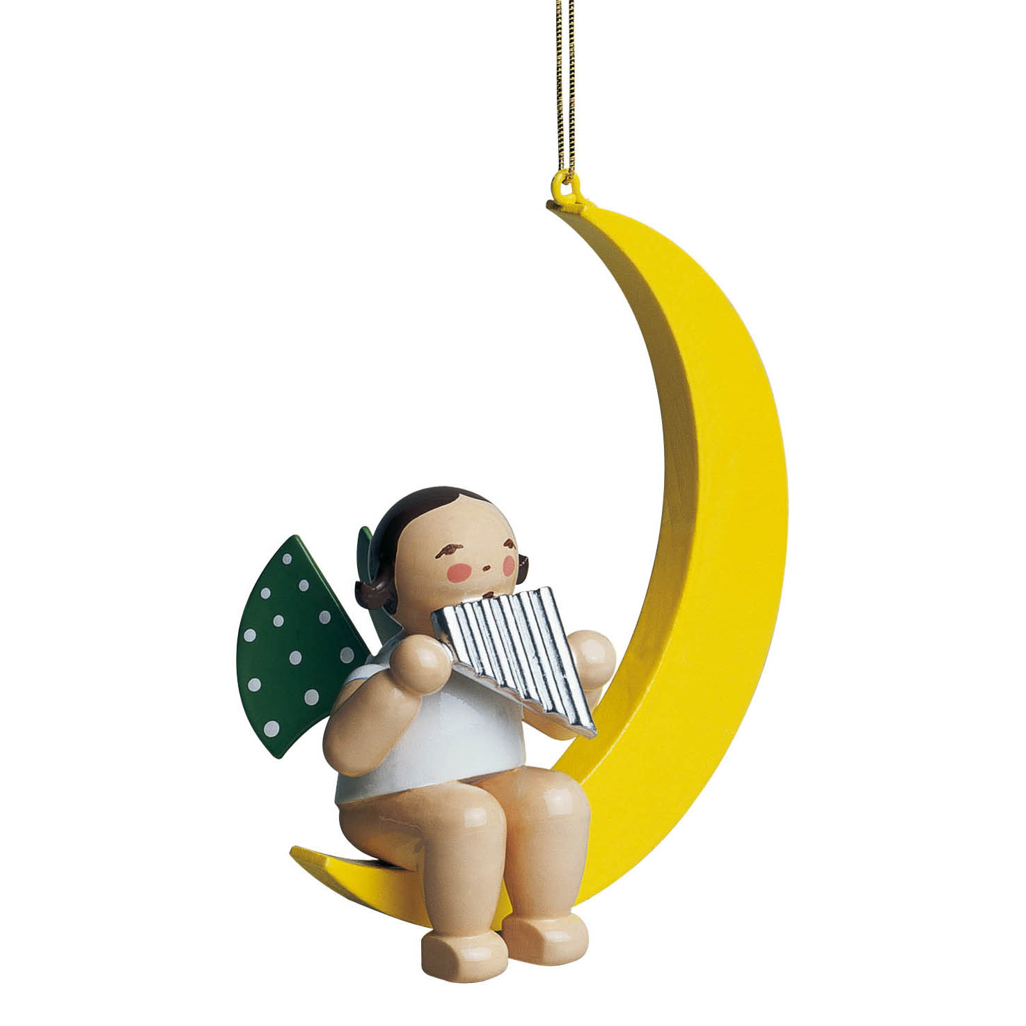 Engel mit Panflöte, im Mond