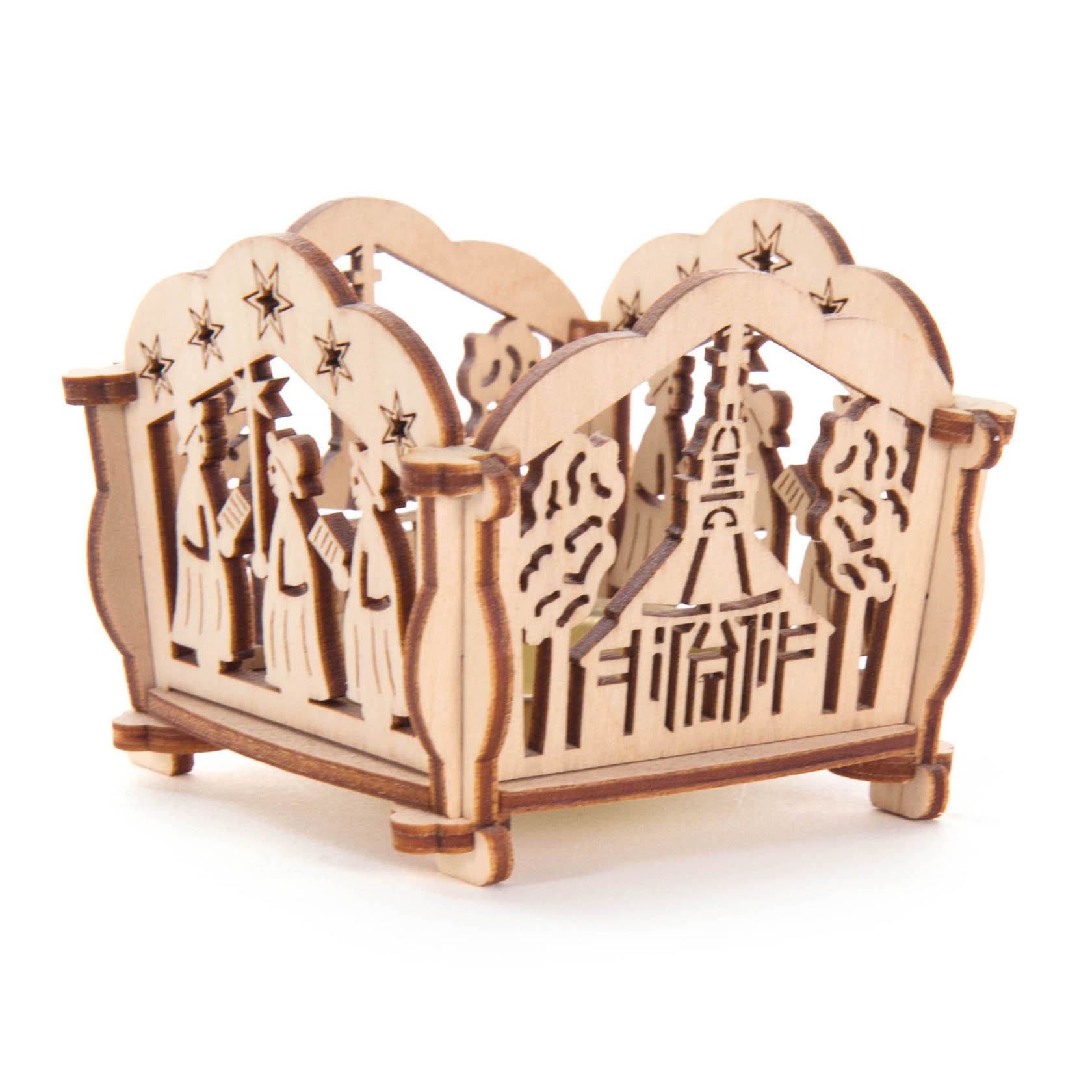 Bastelset Teelichthalter Motiv: Seiffener Kirche und Kurrende 7,3x5,8x7,3cm im Dregeno Online Shop günstig kaufen