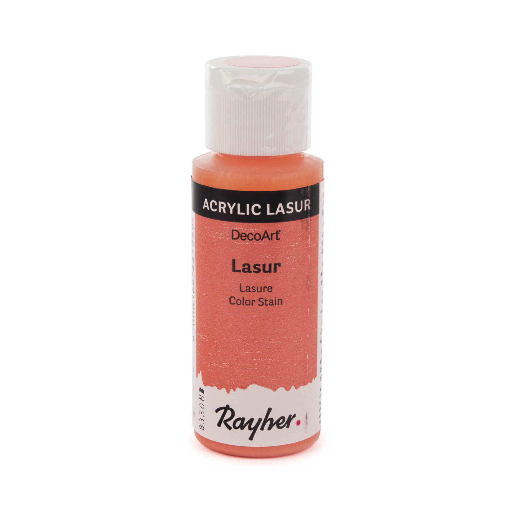 Eine kleine Flasche Rayher Acryl Lasur in der Farbe Koralle, 59ml. im Dregeno Online Shop günstig kaufen