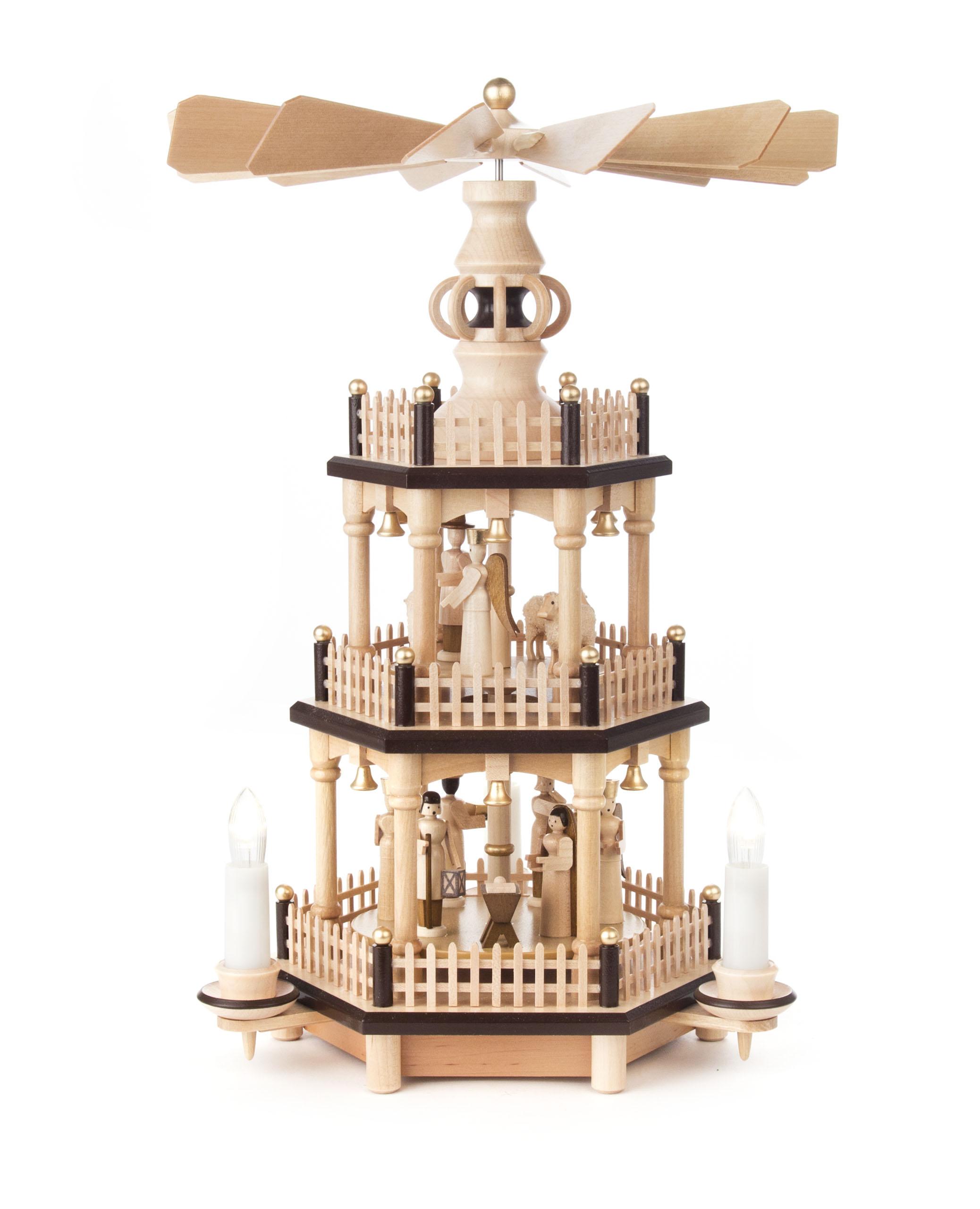 Pyramide mit Christi Geburt natur, 2-stöckig, elektr. Beleuchtung 