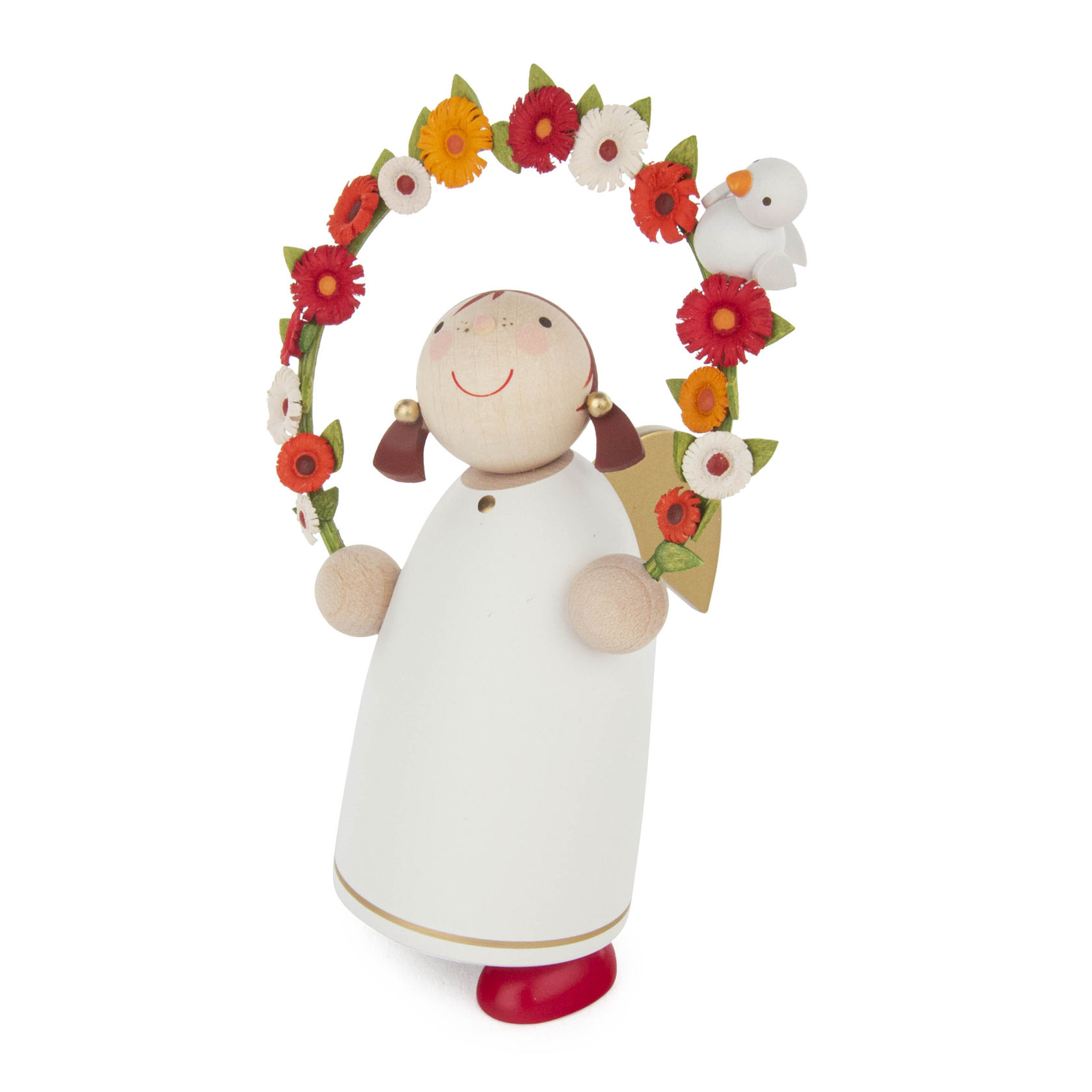 Schutzengel mit Blumenbogen, weiß Größe 3
