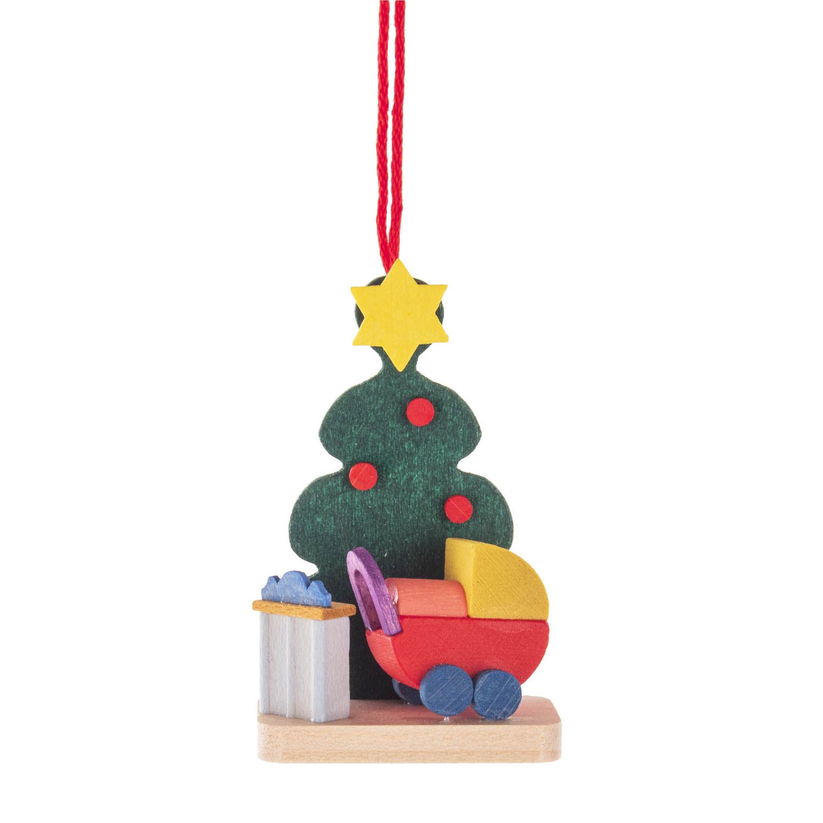 Behang Christbaum mit Puppenwagen
