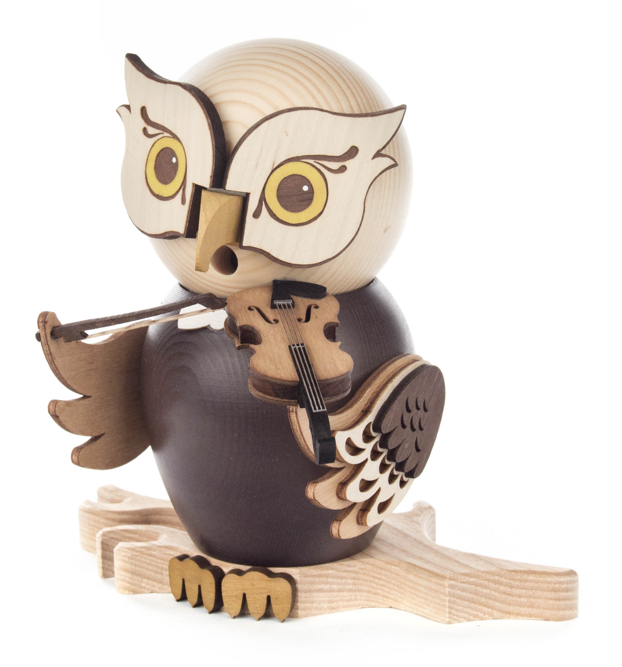 Räucherfigur Eule mit Geige  