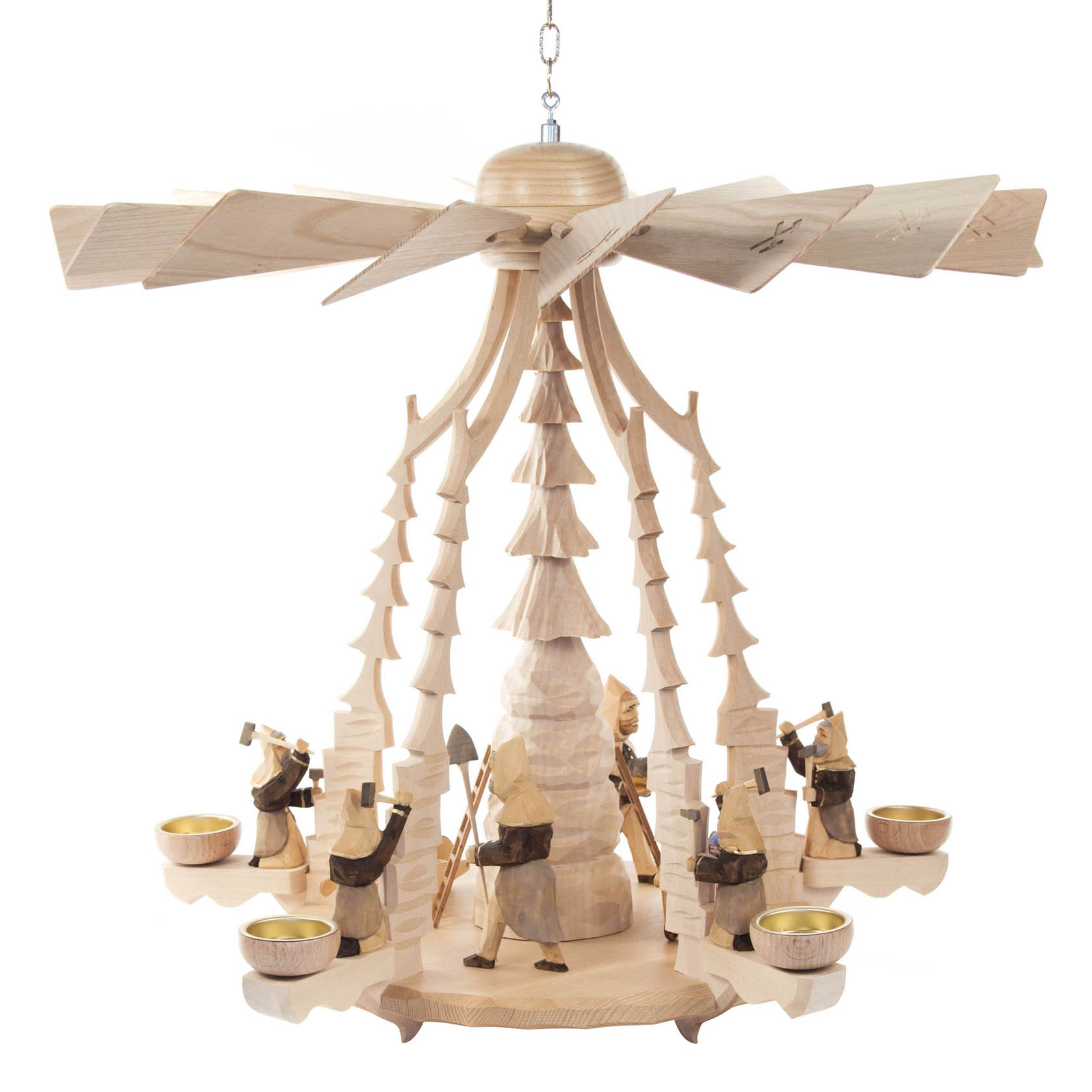 Hängepyramide mit Bergleuten geschnitzt, für Teelichte im Dregeno Online Shop günstig kaufen