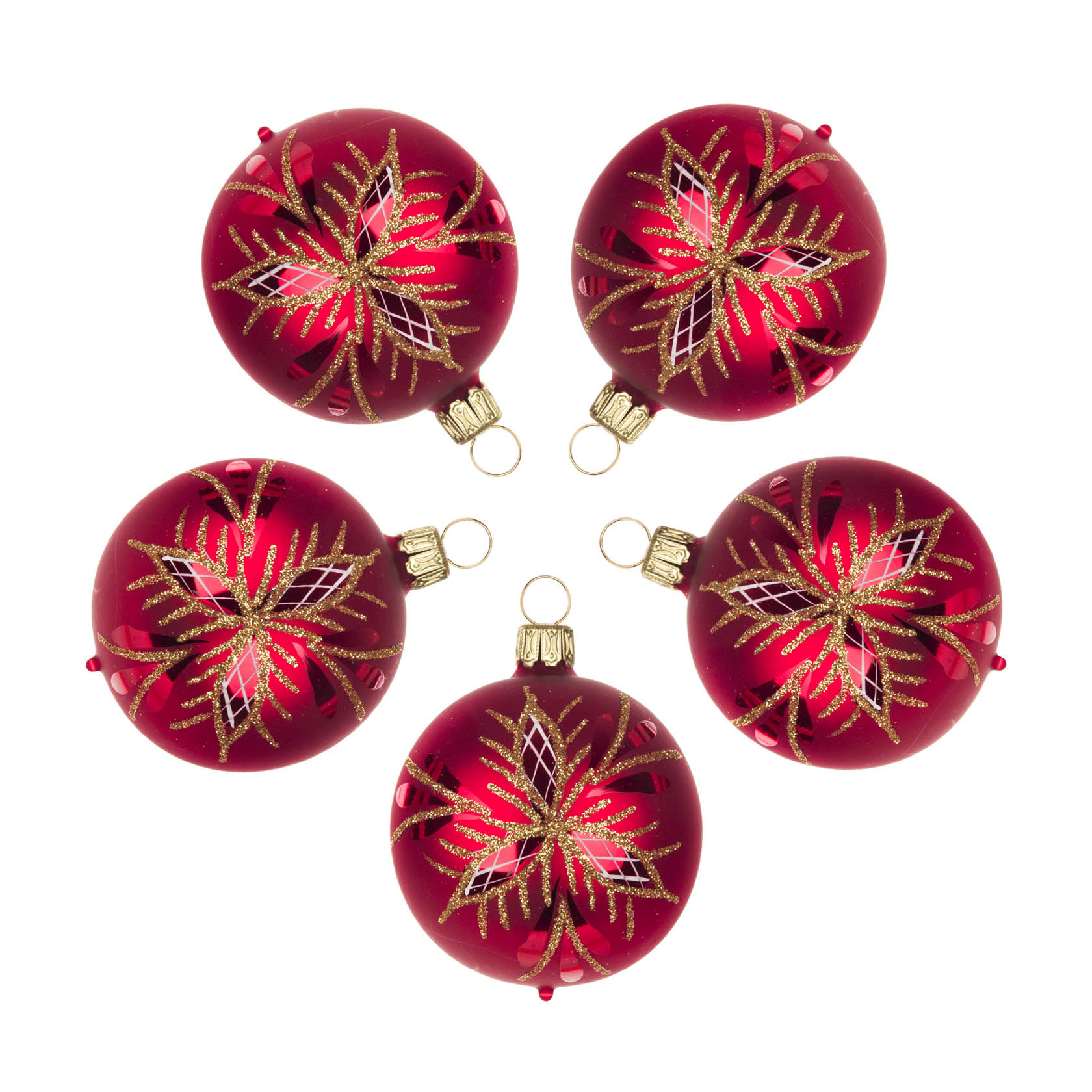 Thüringer Christbaumschmuck Kugel 6cm rot-matt Waffelmuster (5)