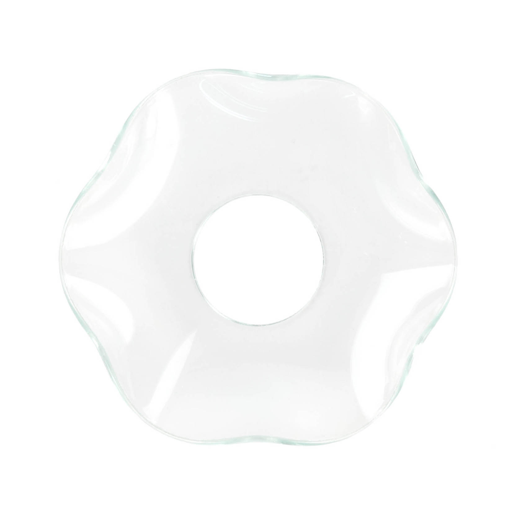 Eine transparente, wellige Lichtmanschette mit einem Durchmesser von 80 mm und einem mittigen Loch von 25 mm. im Dregeno Online Shop günstig kaufen
