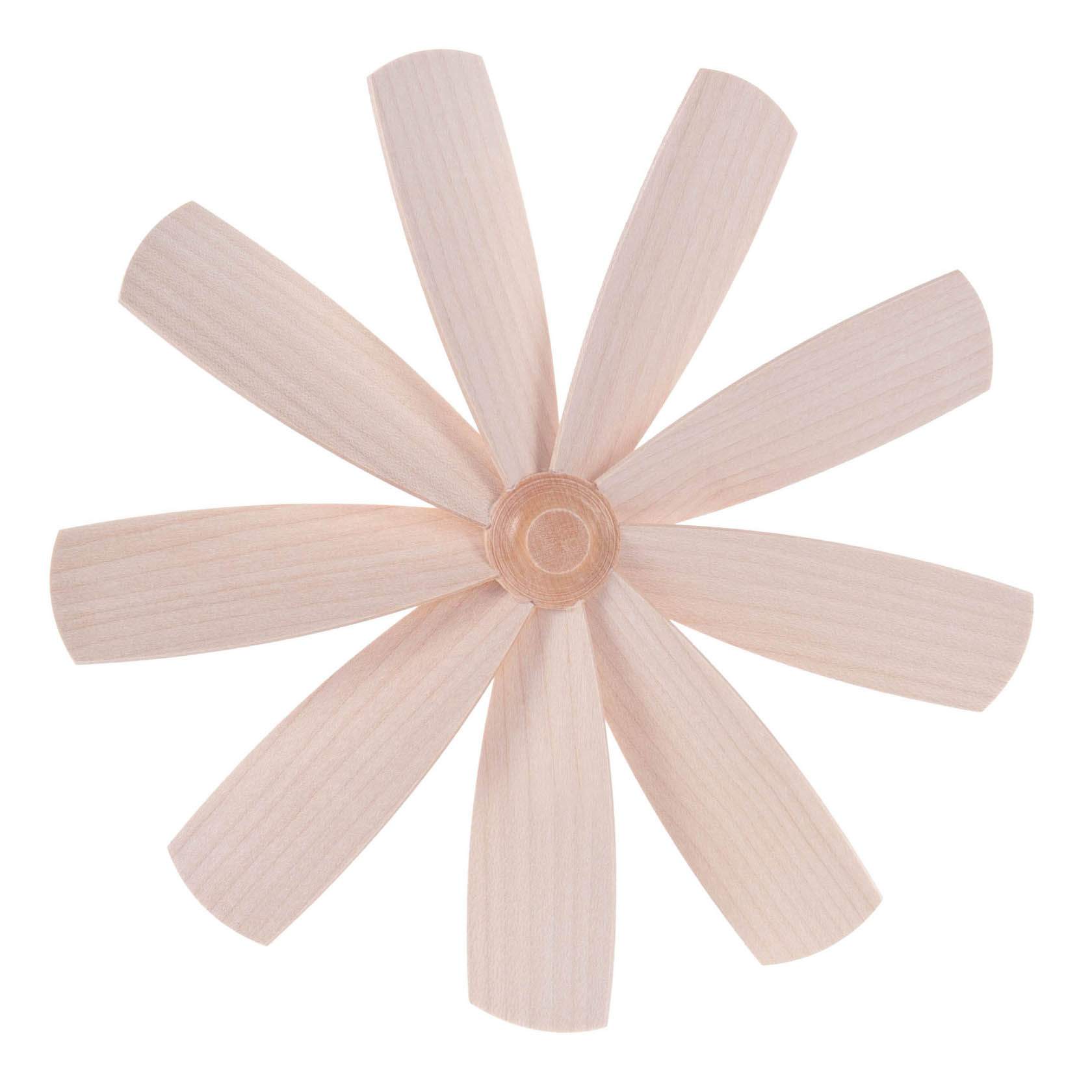 Wooden propeller with eight blades arranged in a symmetrical pattern, viewed from the front. im Dregeno Online Shop günstig kaufen