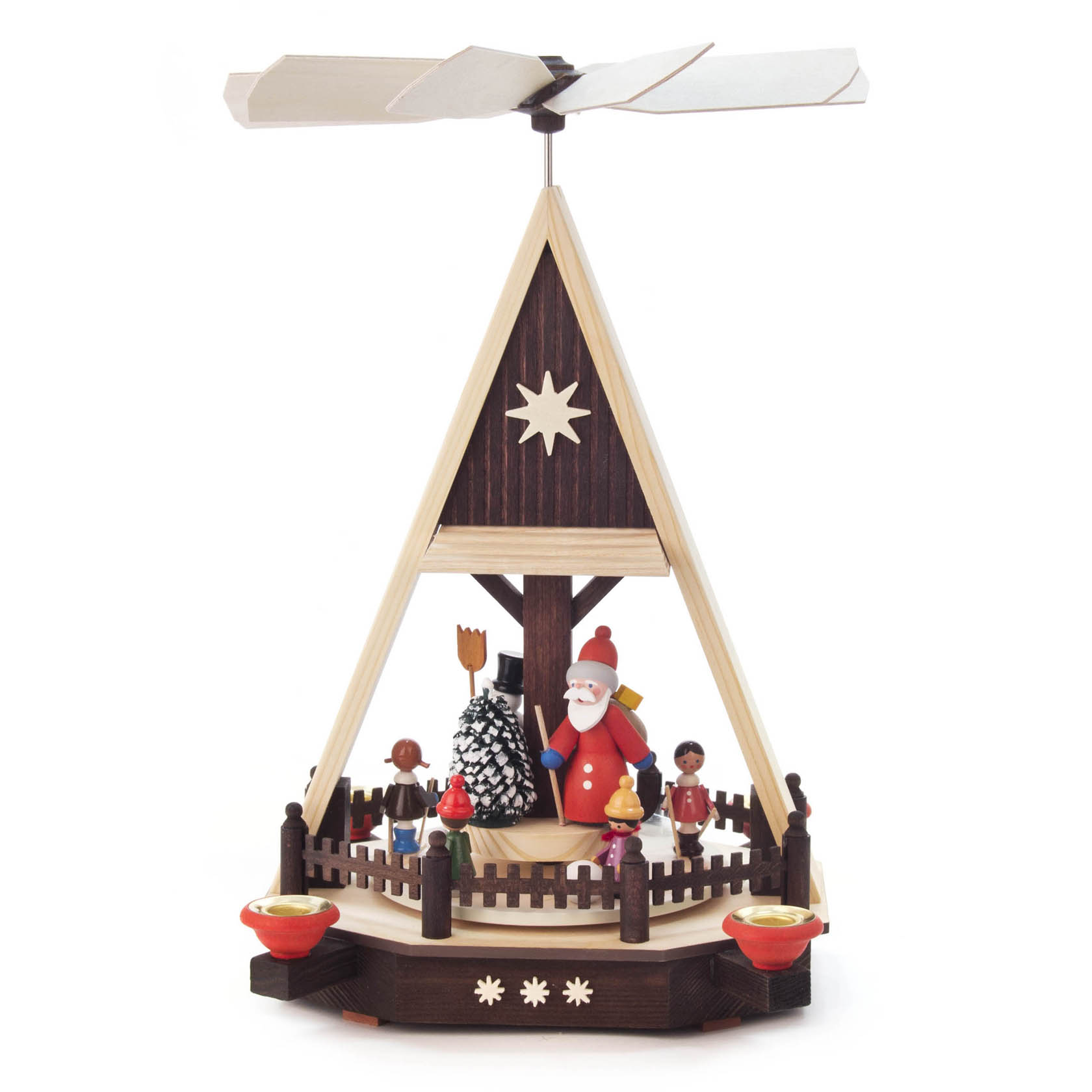 Pyramide mit Kindern, Weihnachtsmann und Schneemann, für Kerzen d=14mm im Dregeno Online Shop günstig kaufen