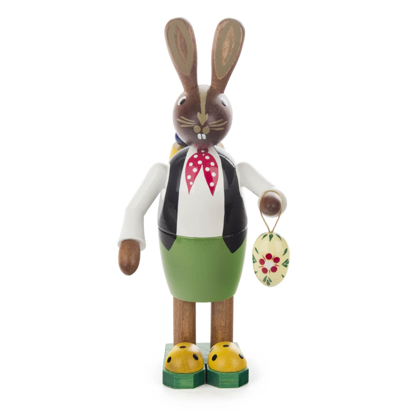 Osterhasenmann mit Korb 14cm und kleinem Osterei