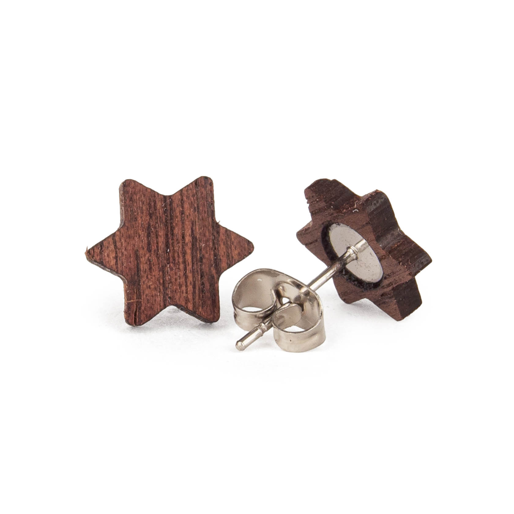 Ohrringe Stern mittel aus Nussholz im Dregeno Online Shop günstig kaufen