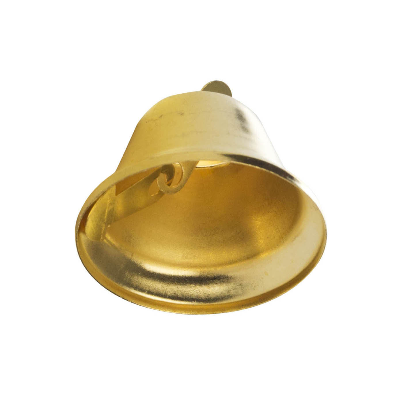 A small, shiny brass bell with a diameter of 40mm, featuring a smooth, golden surface and a simple loop for hanging.