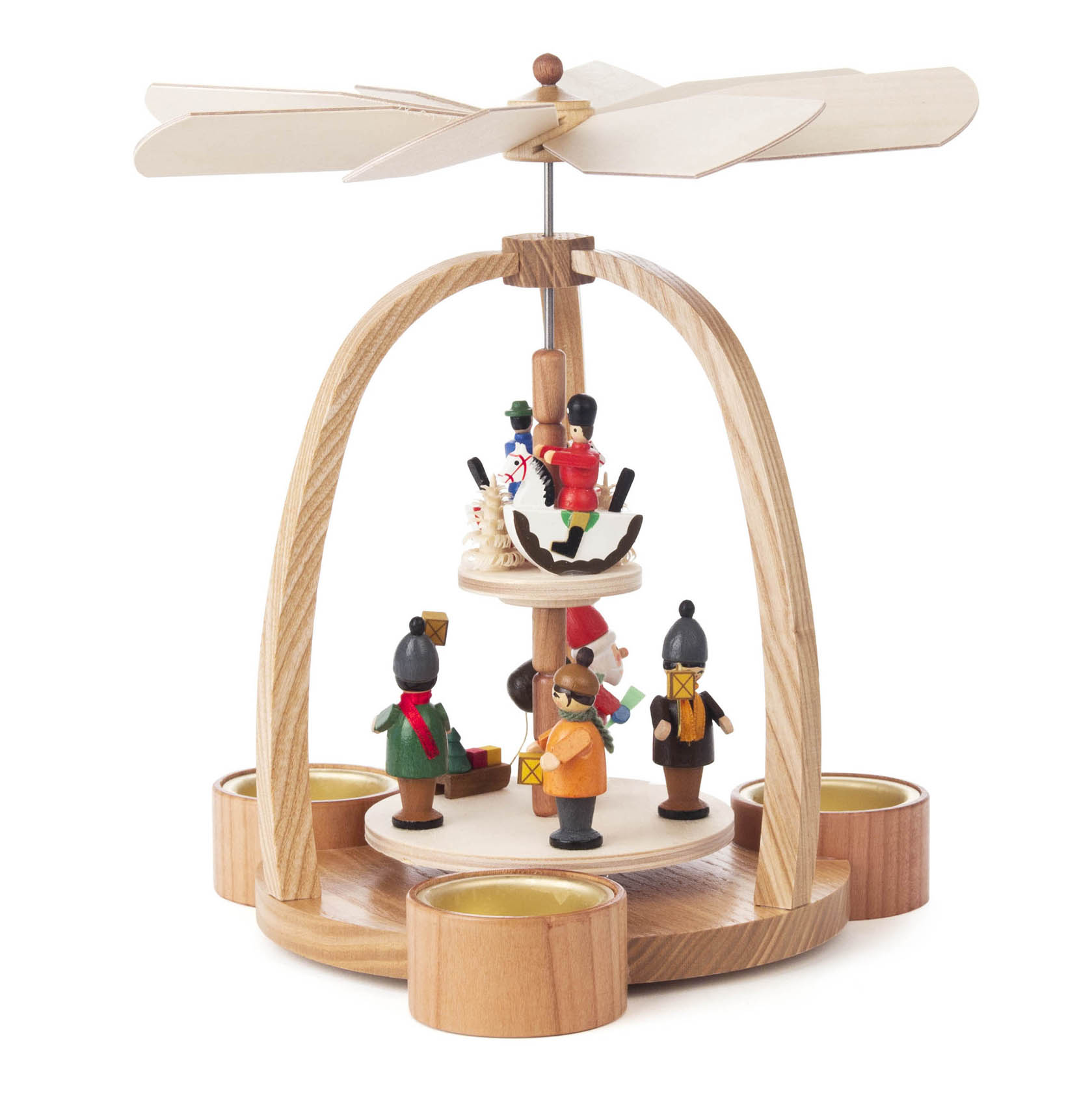 Pyramide mit Weihnachtsmann und Reiterlein, 2-stöckig, für Teelichte im Dregeno Online Shop günstig kaufen