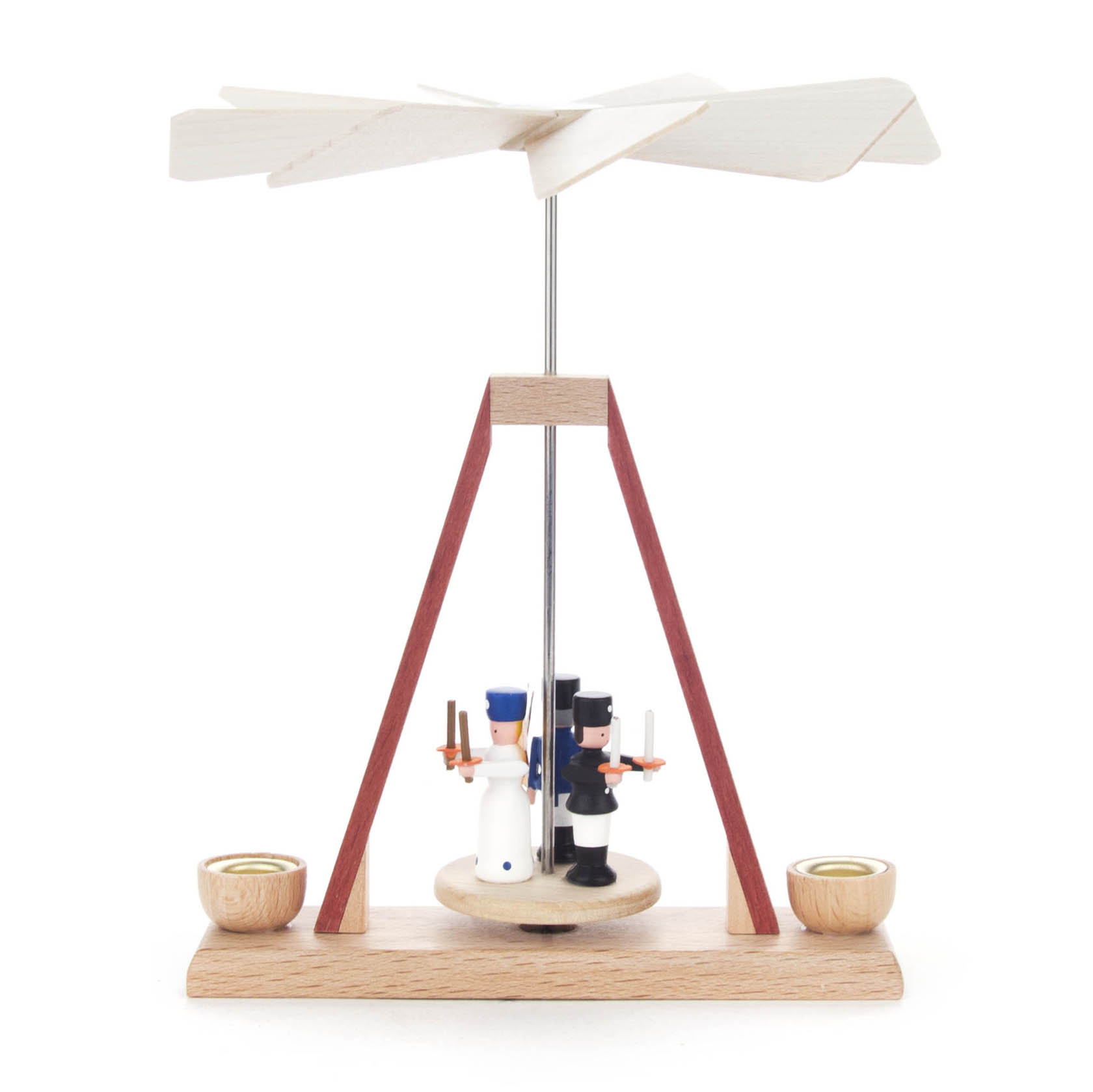 Mini-Pyramide mit Engel, Bergmann und Nussknacker, für Kerzen d=10m