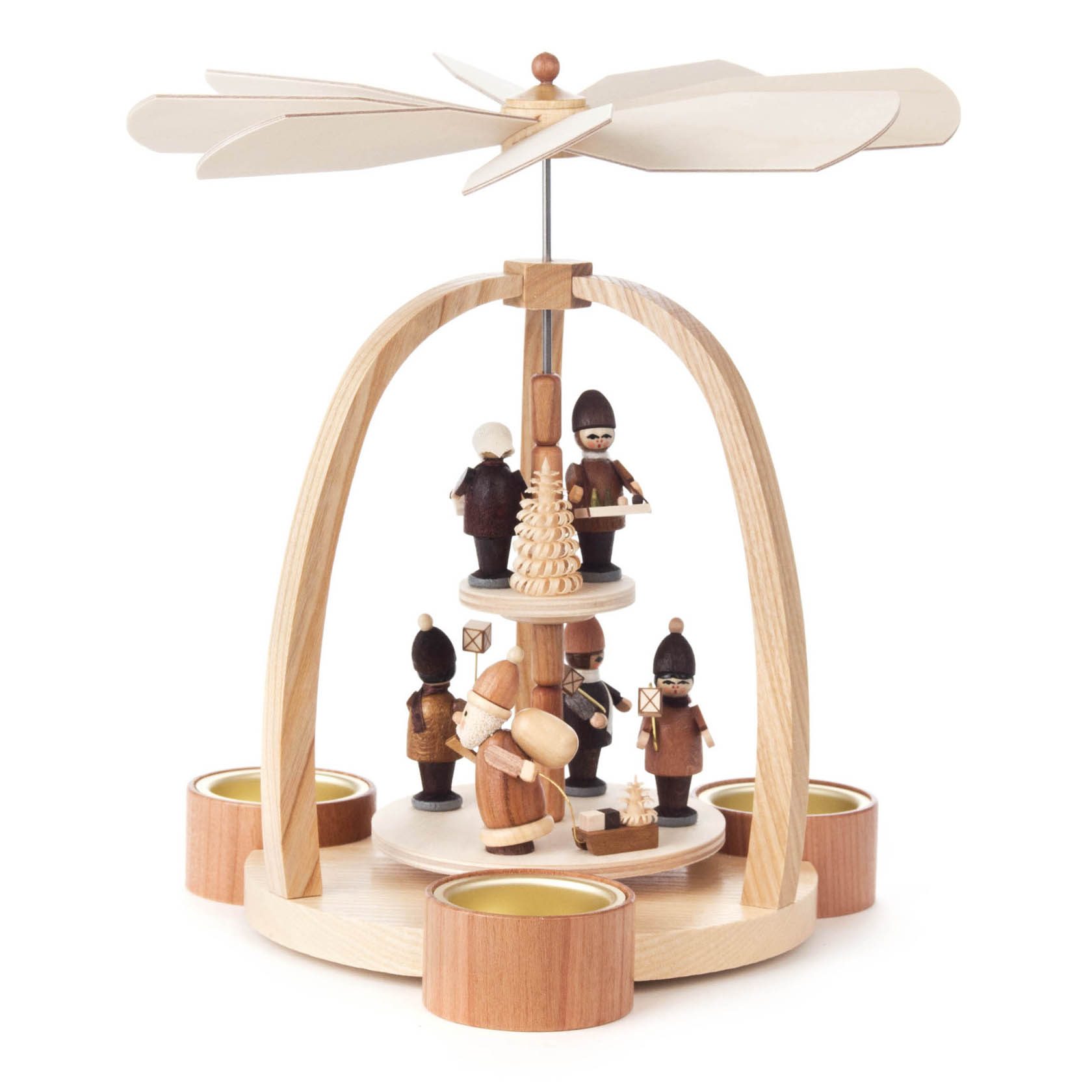 Pyramide mit Striezelkindern, Weihnachtsmann und Laternenkindern, 2-stöckig, für Teelichte im Dregeno Online Shop günstig kaufen