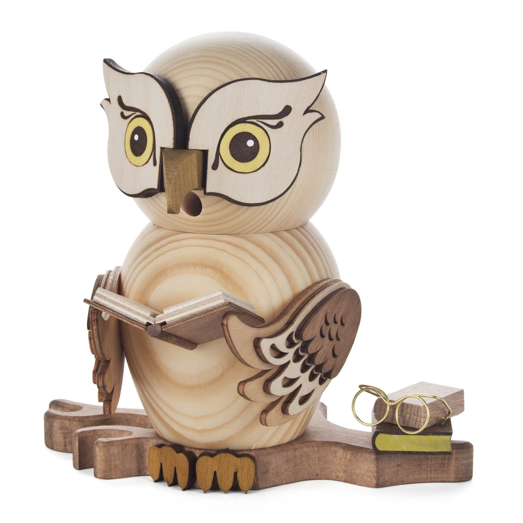 wooden  smoker owl with books